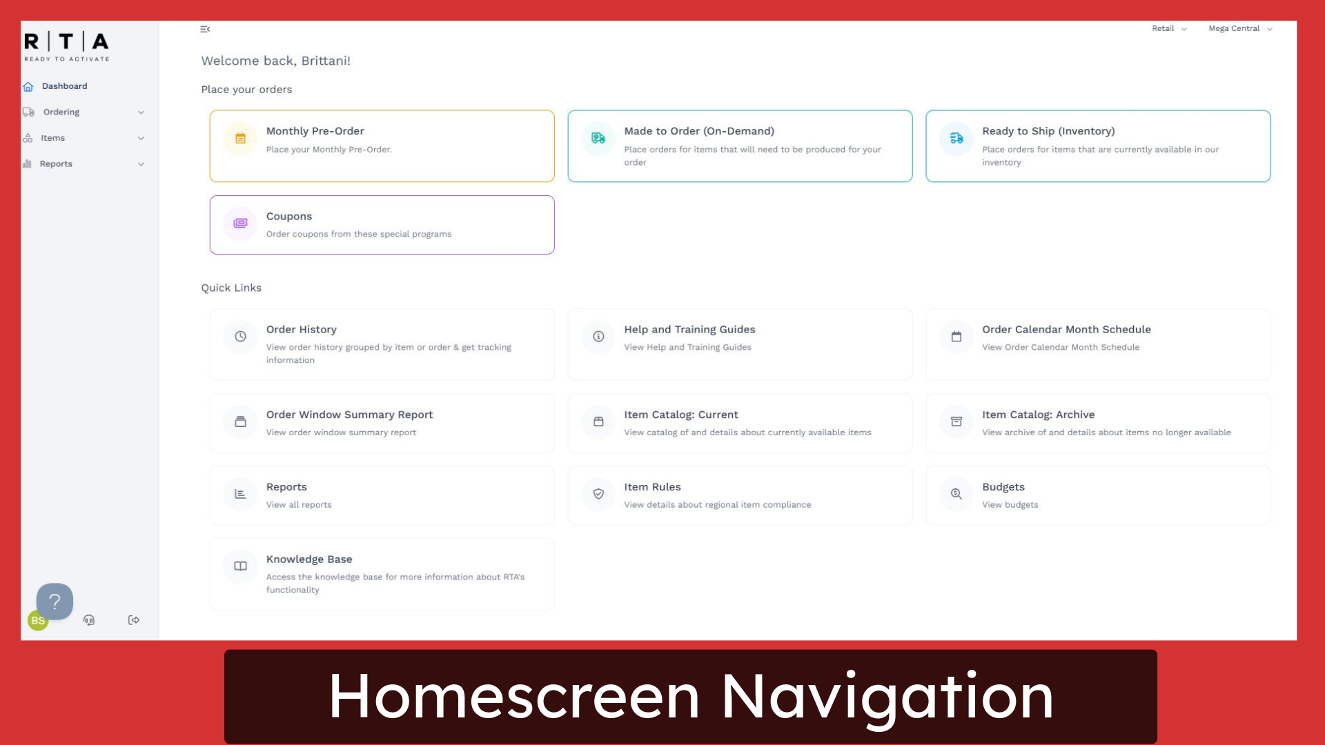 Homescreen Navigation