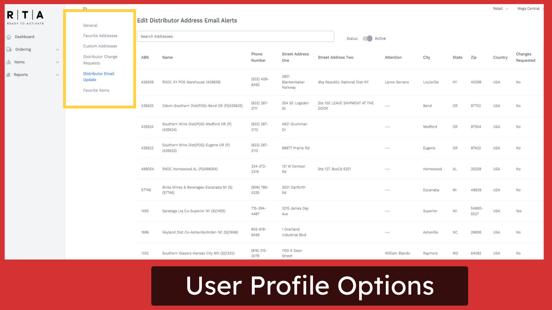 User Profile Options
