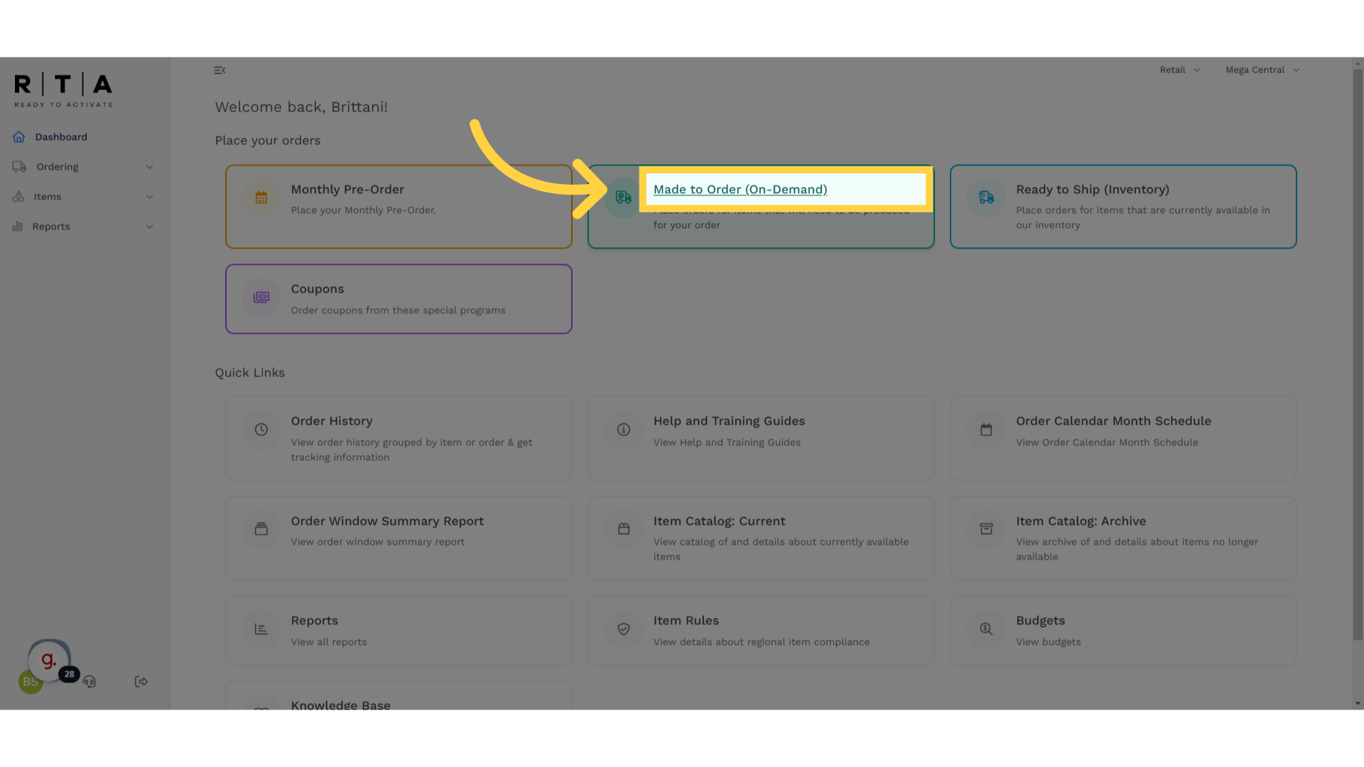Click 'Made to Order (On-Demand)'
