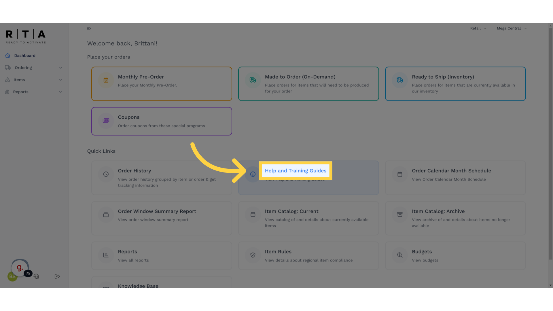 Click 'Help and Training Guides'