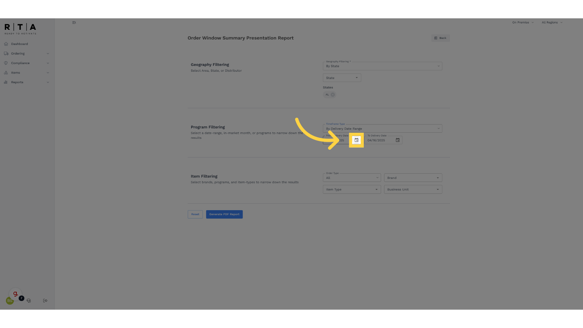 Enter Delivery Date Ranges