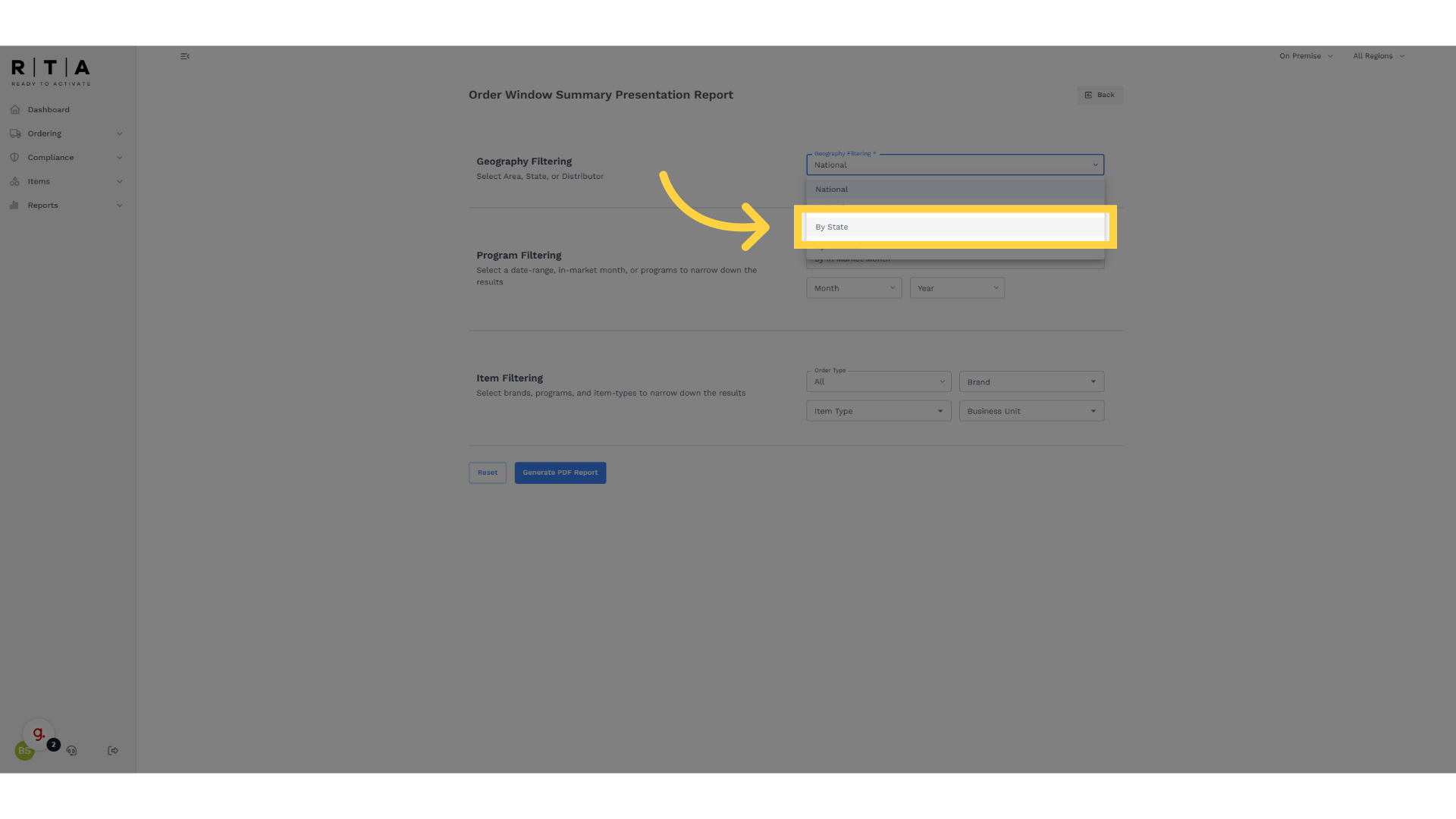 Utilize Drop Down to Select Geography Specifics