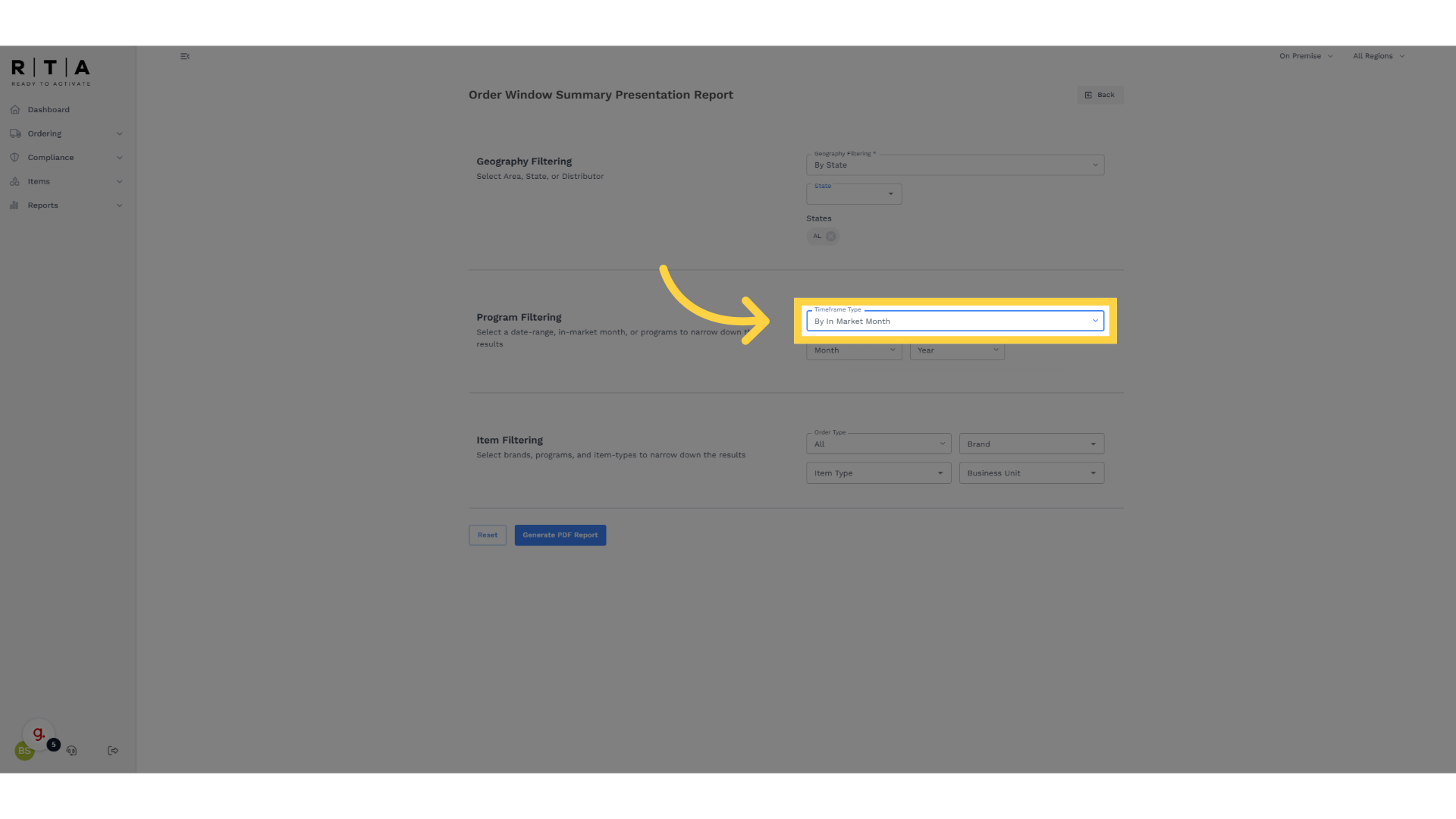 Utlize Program Filtering to Determine Time Frame of Report