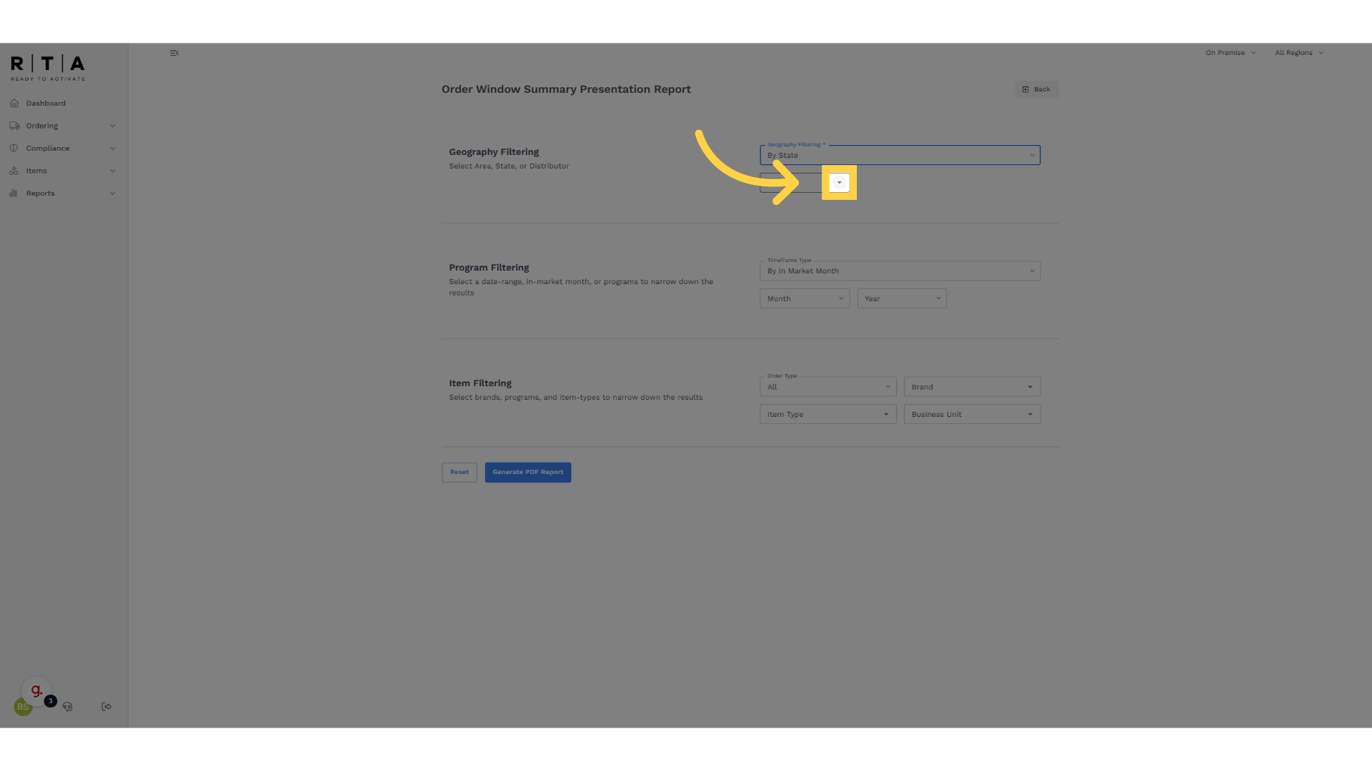 Select Additional Geography Parameters in Drop Down