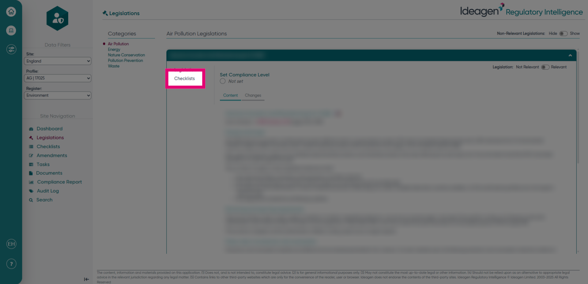 Click 'Checklists'