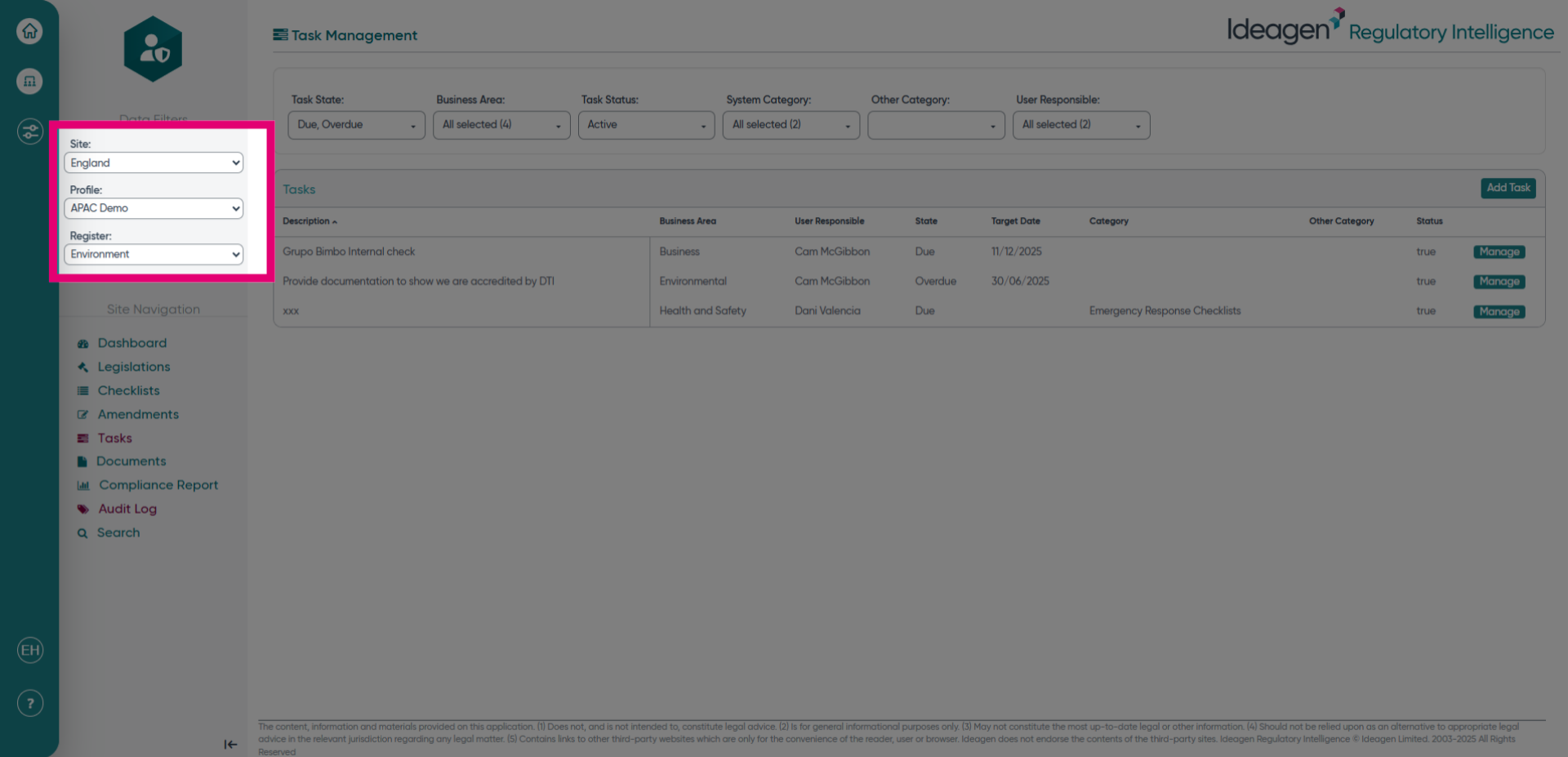 Choose the Site, Profile and Register