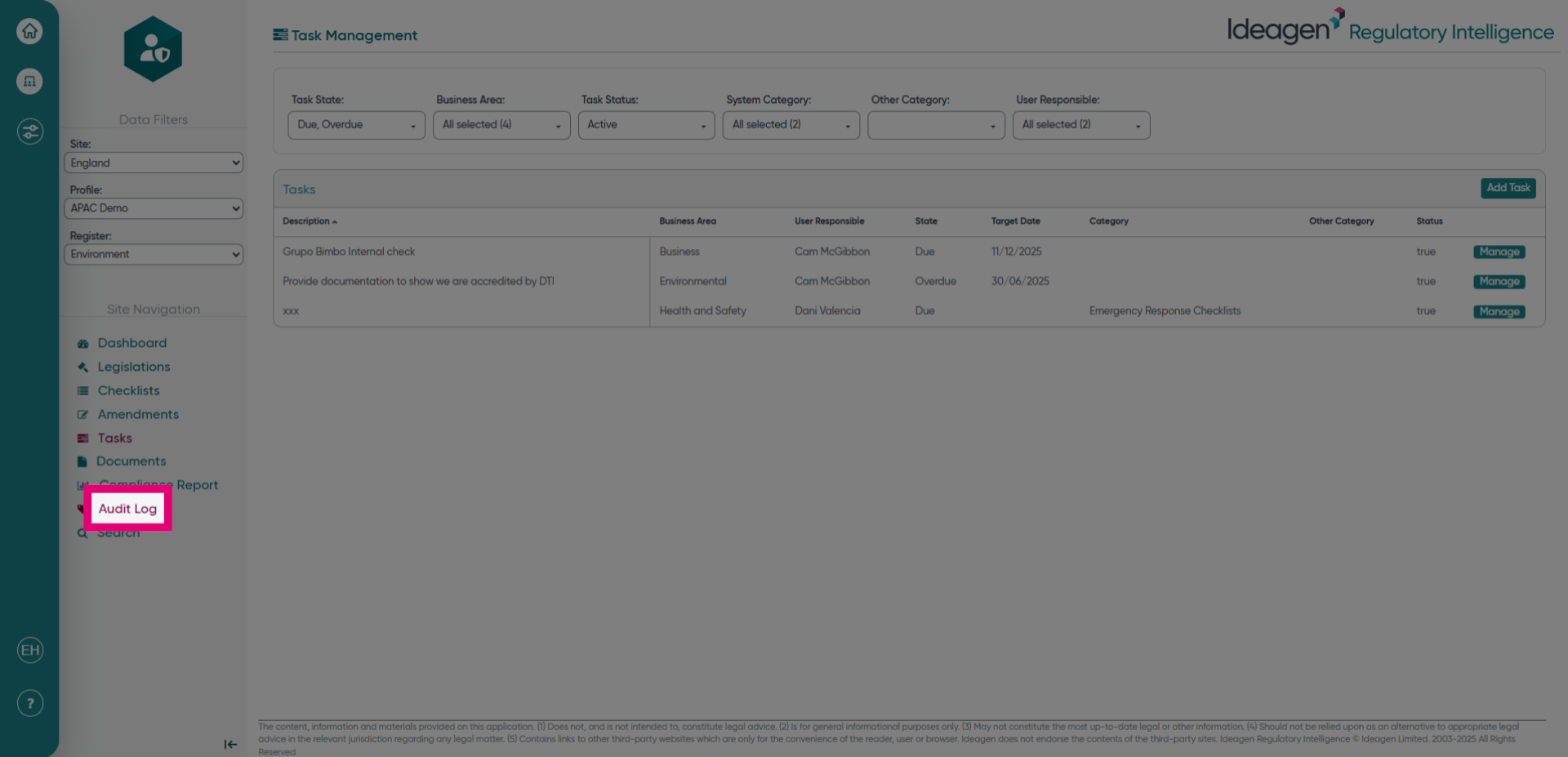 Click 'Audit Log'