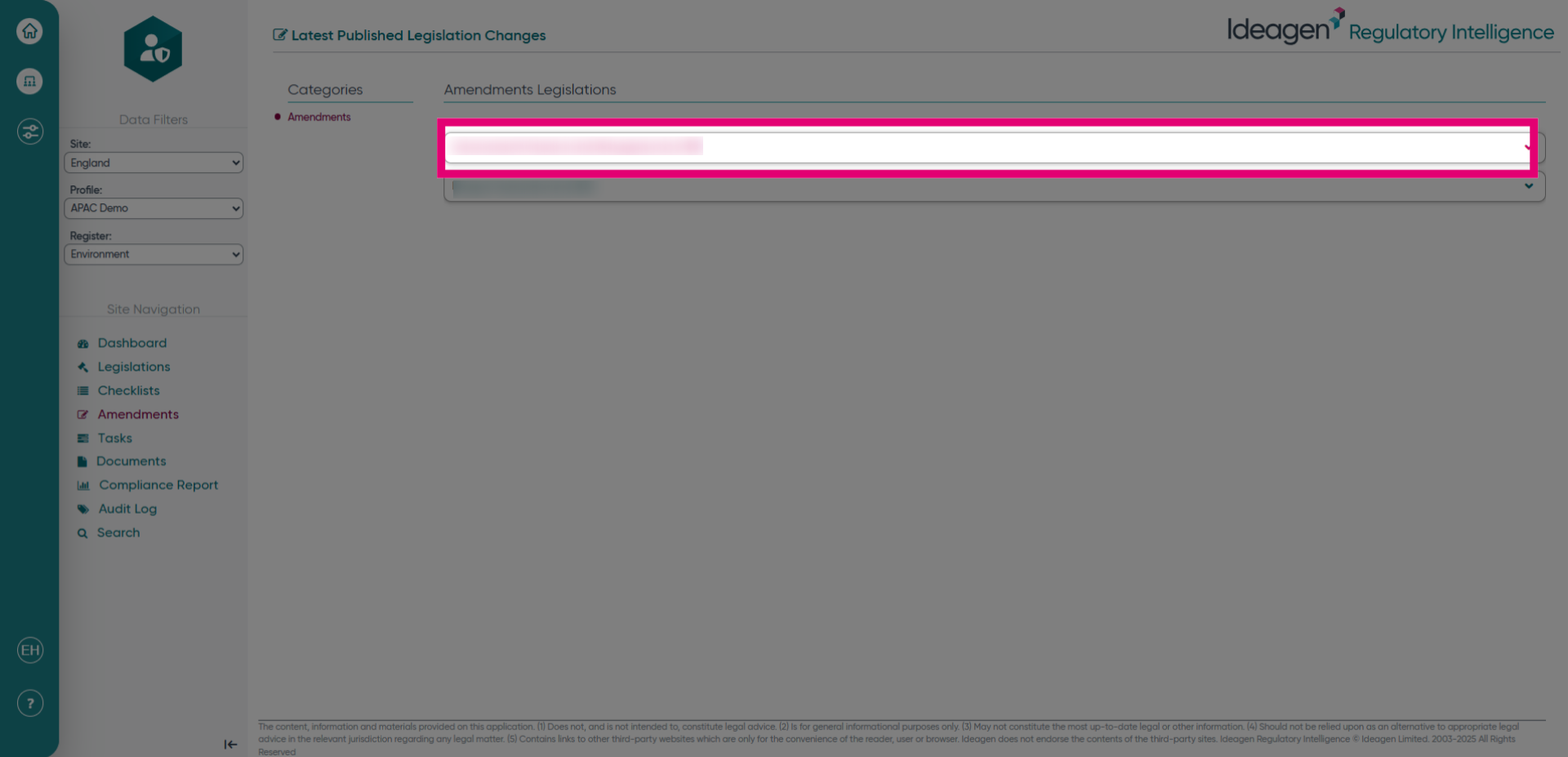 Click the legislation/checklist heading