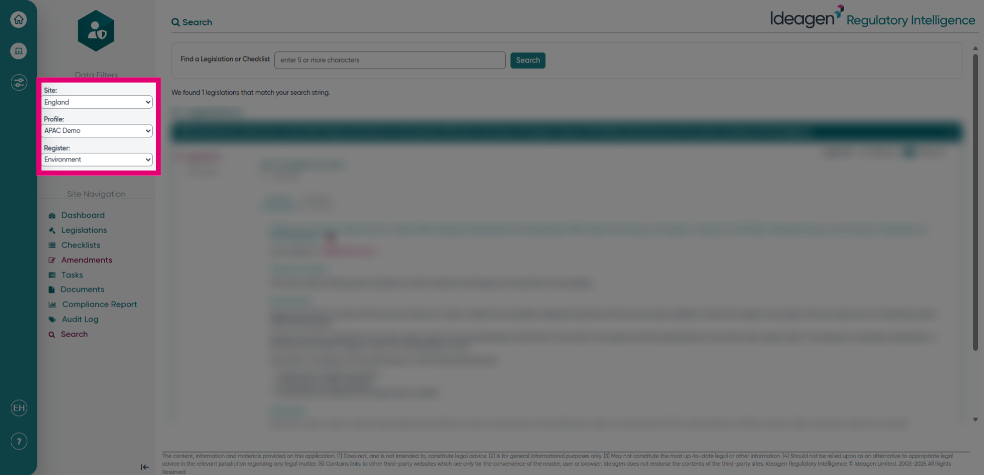 Select the site, profile and register
