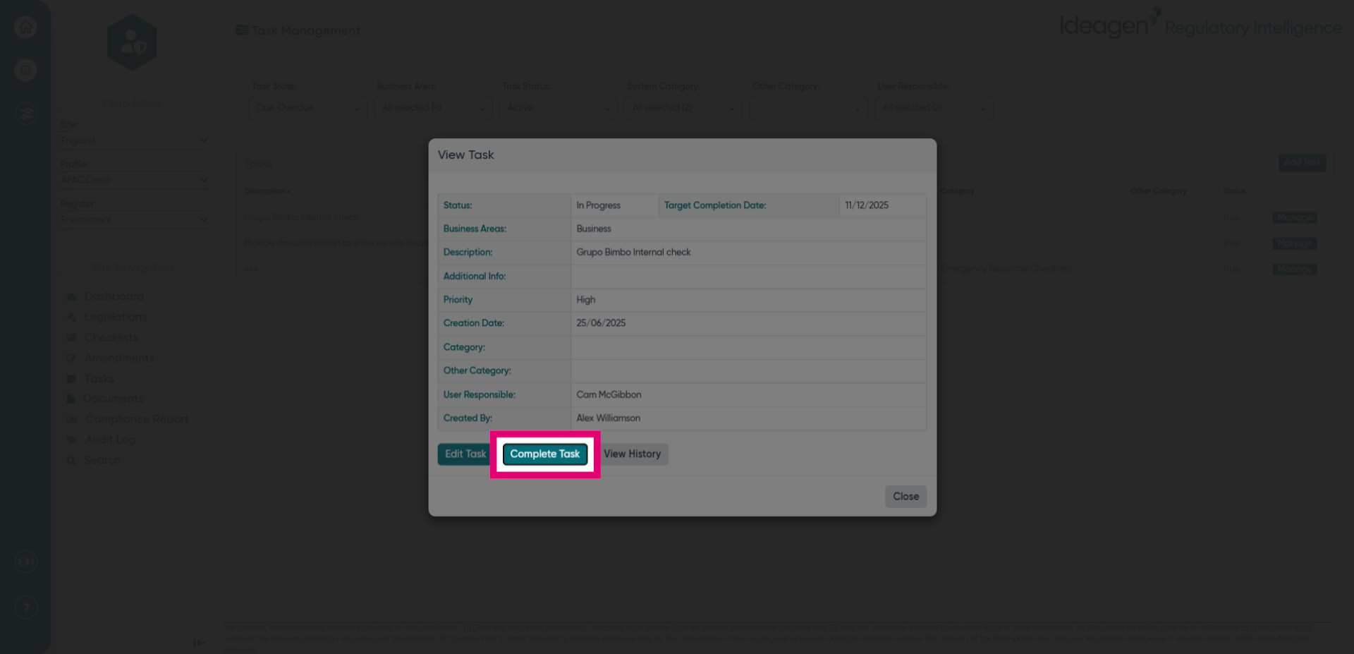 Click 'Complete Task'