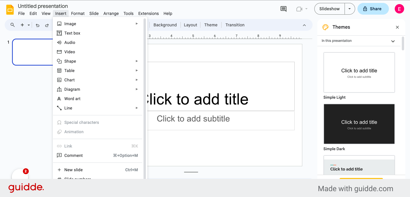 Open a new Google Slide 