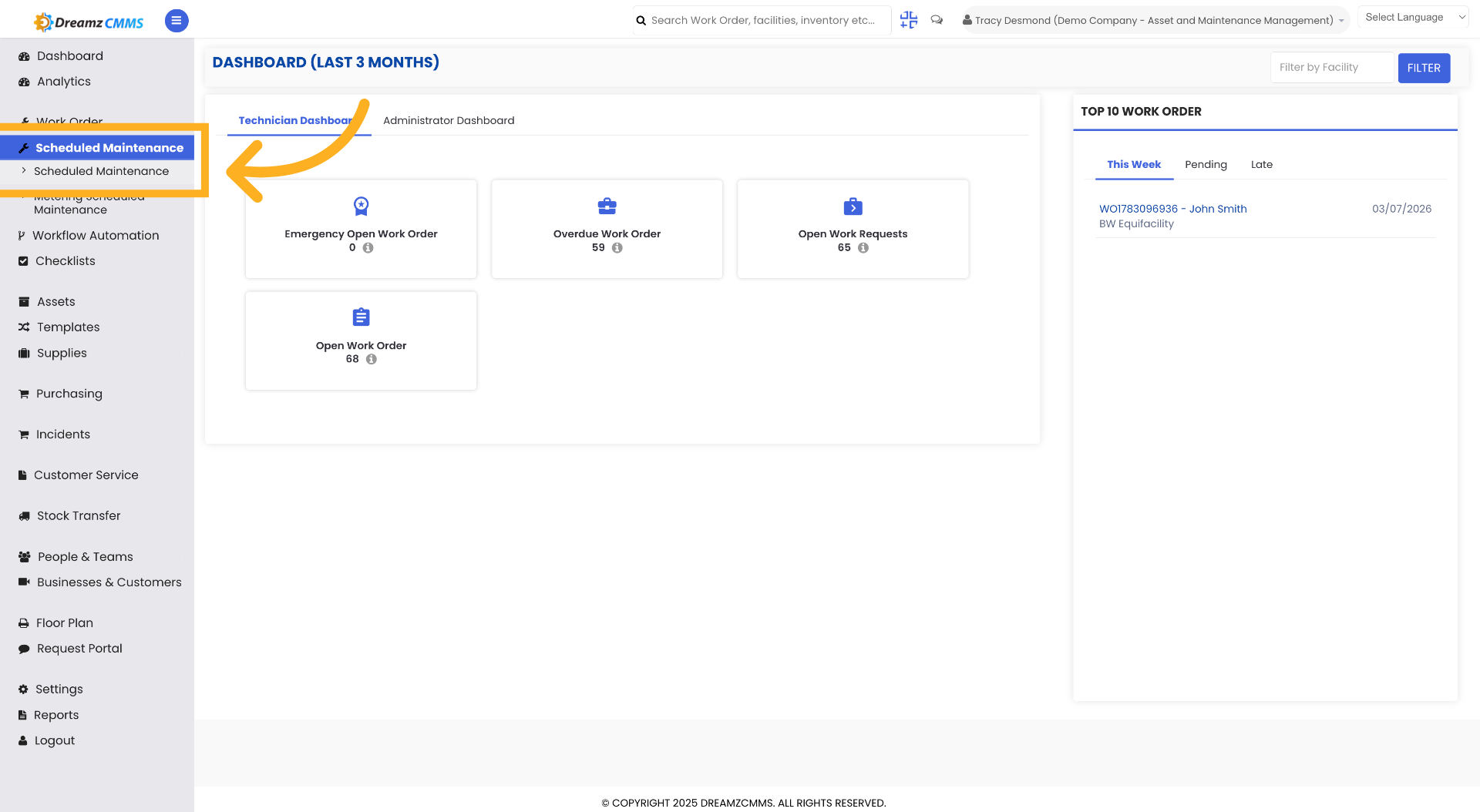 Access Dashboard Main Menu