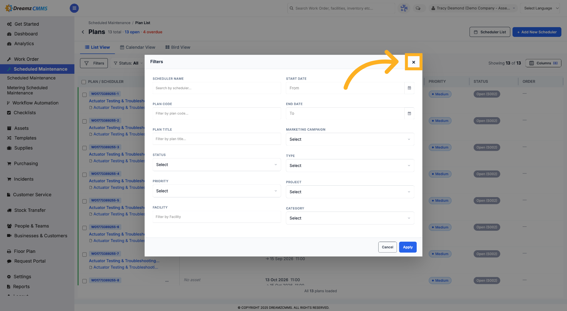 Close Filters Menu