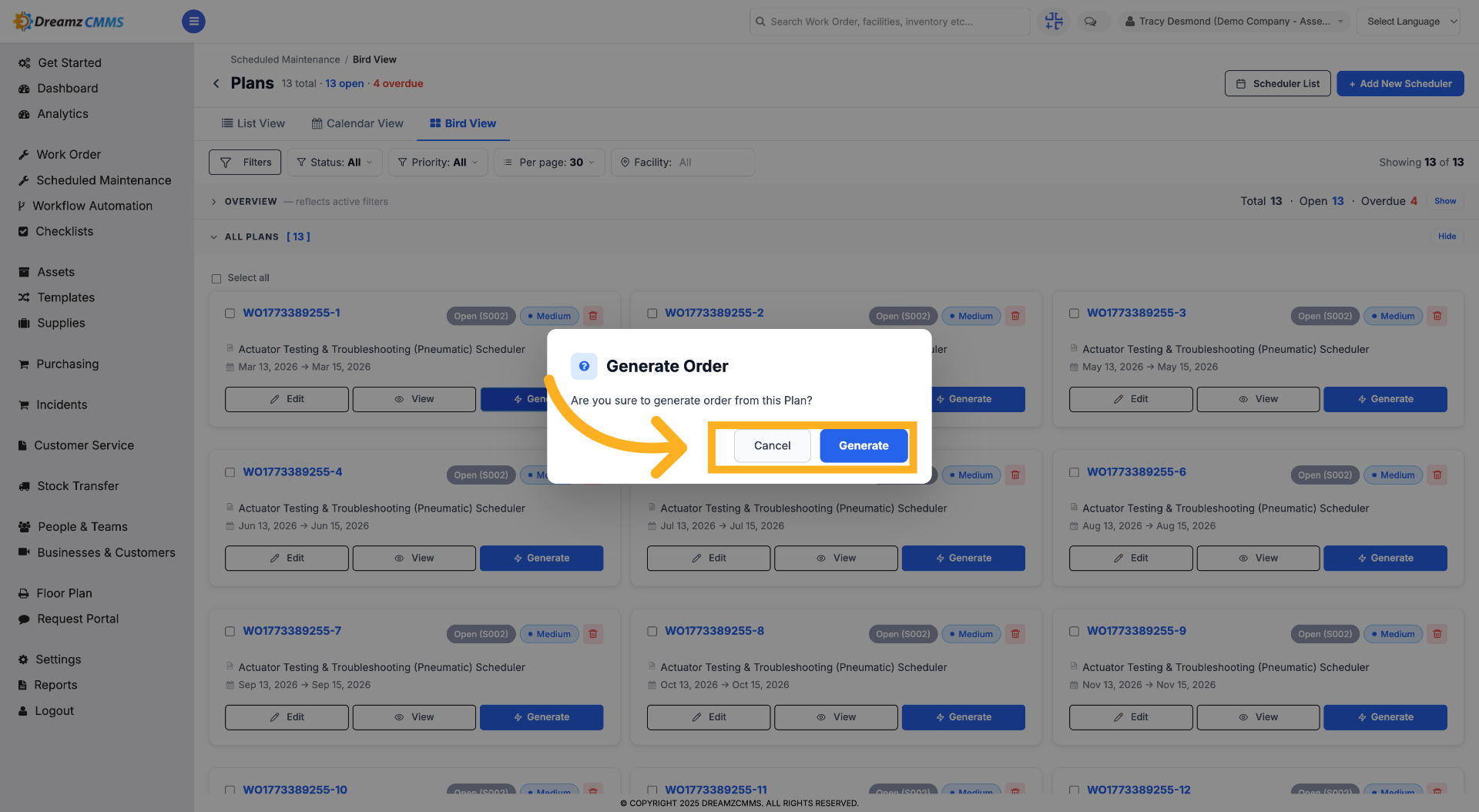 Generate work order