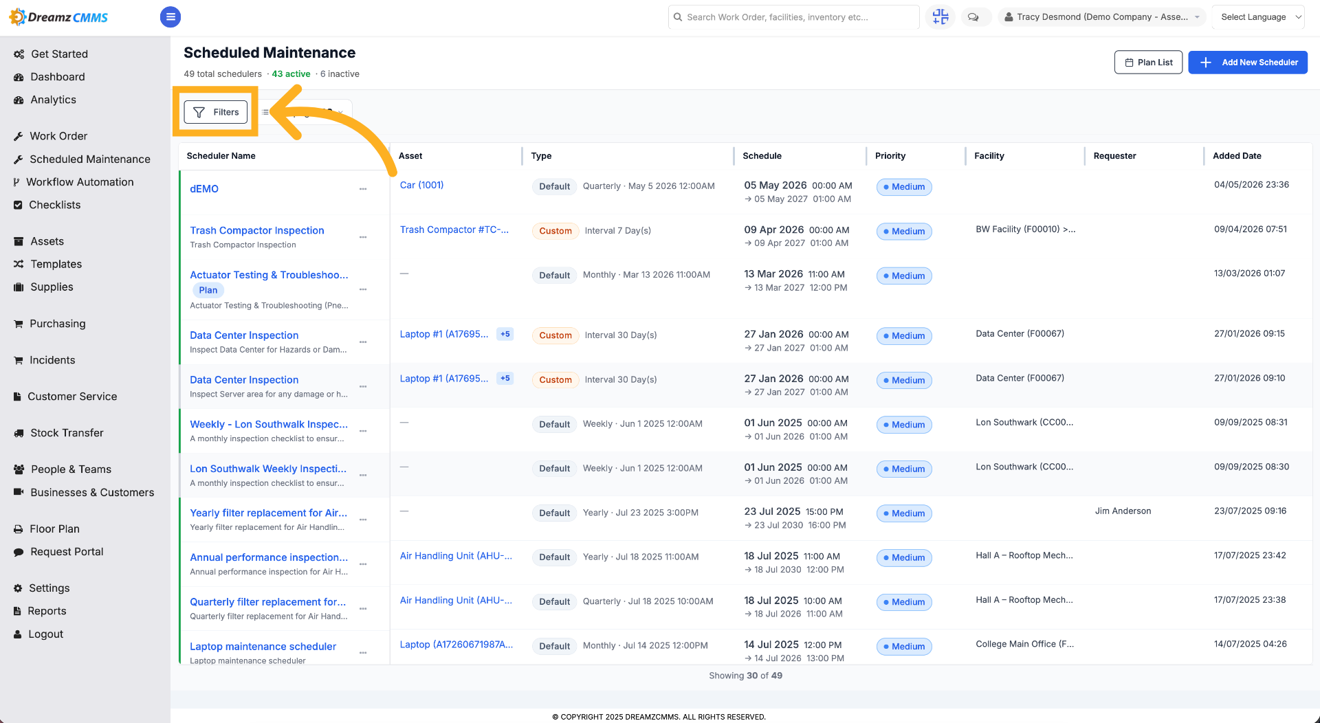 Filter Scheduler List