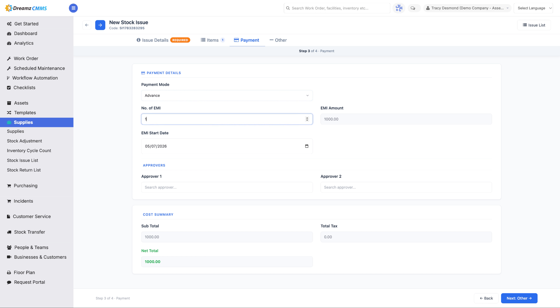 Payment details