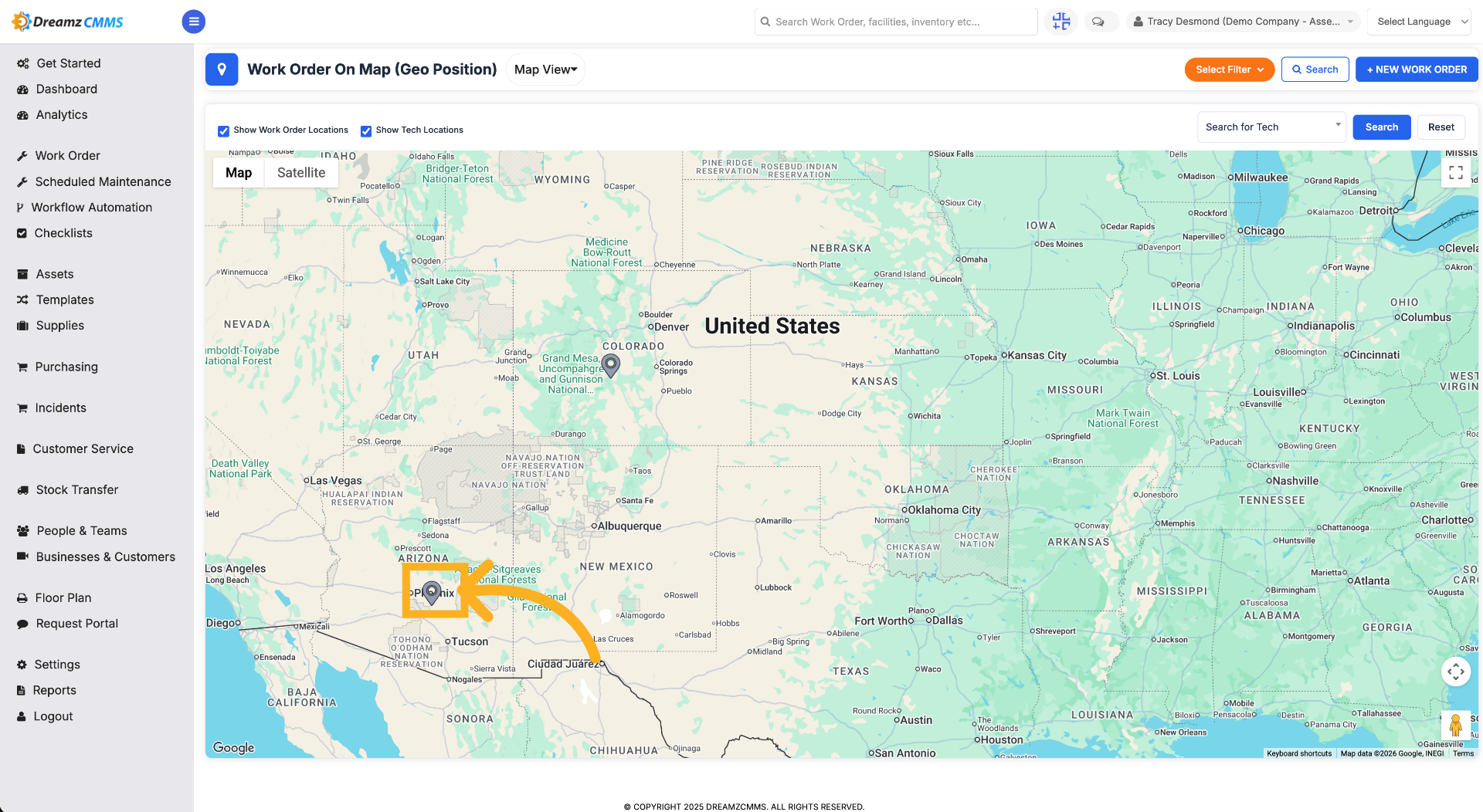 Select Work Order on Map