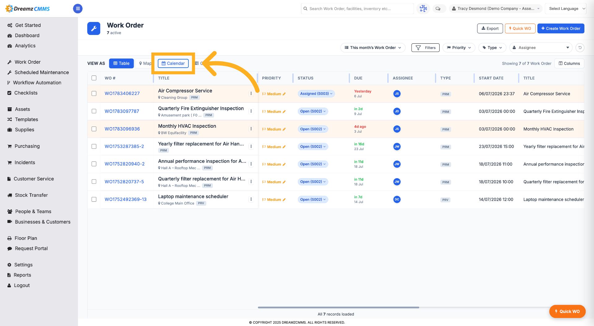 Access Calendar View