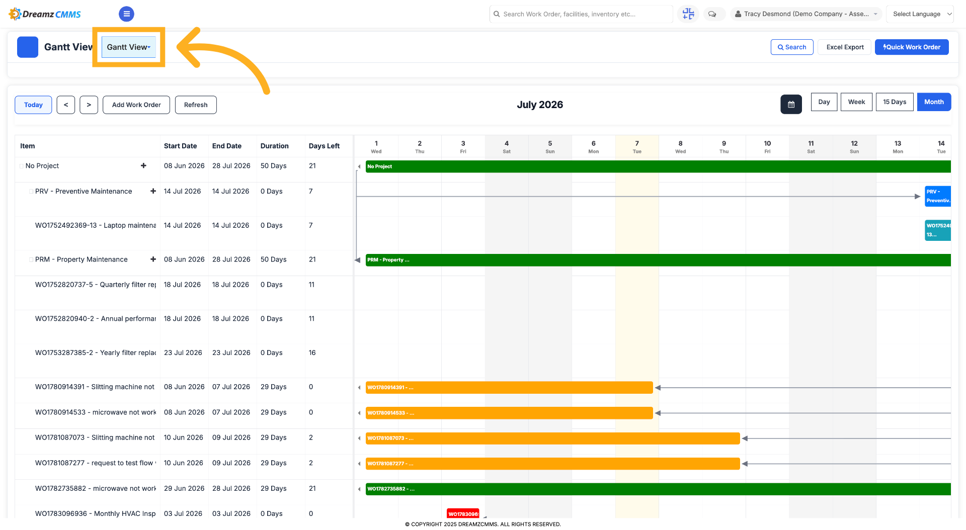 Confirm Gantt View Selection