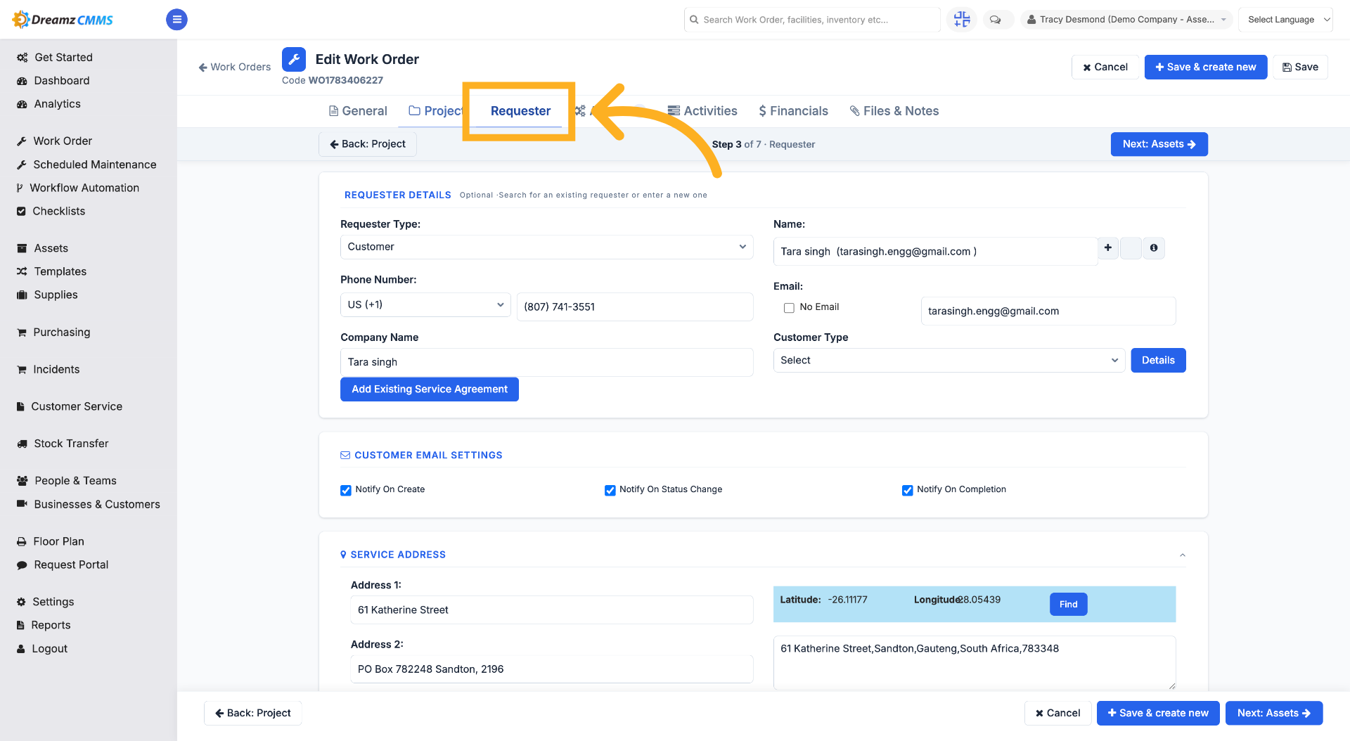 Select Requester Information