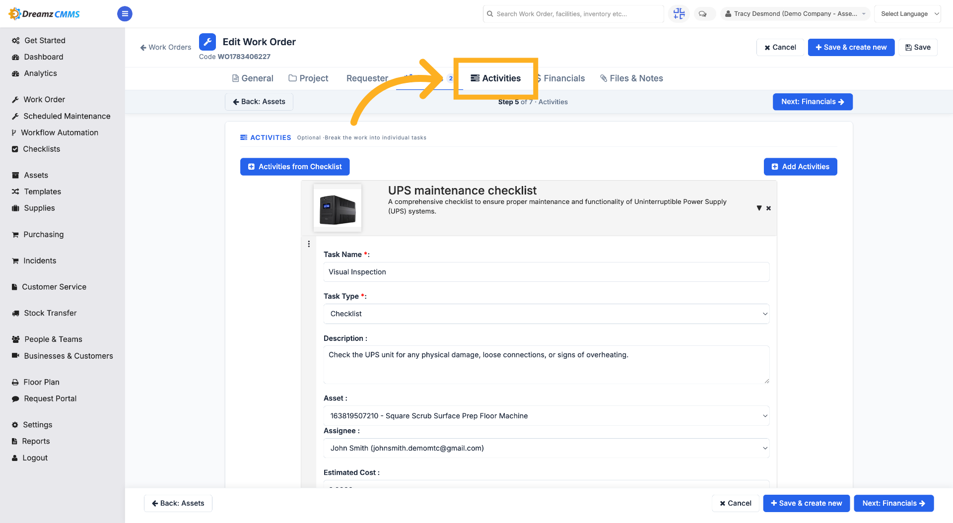 Access Work Order Activities