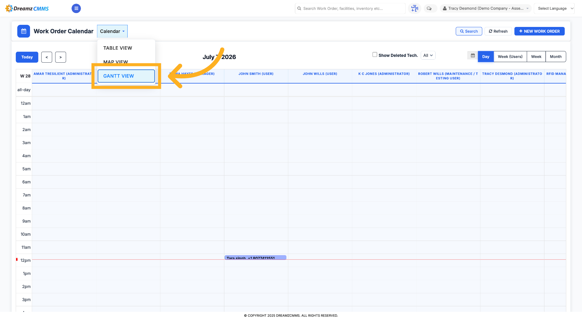 Switch to Gantt View