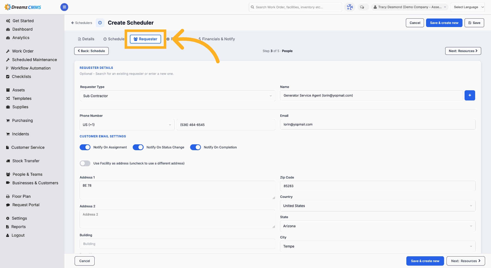 Access Requester Tab