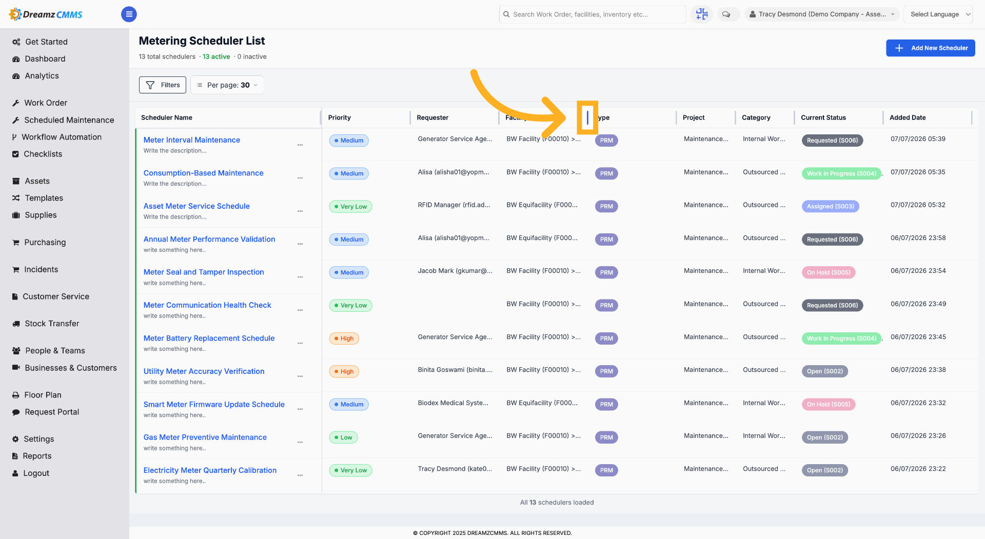 Select Scheduler Entry