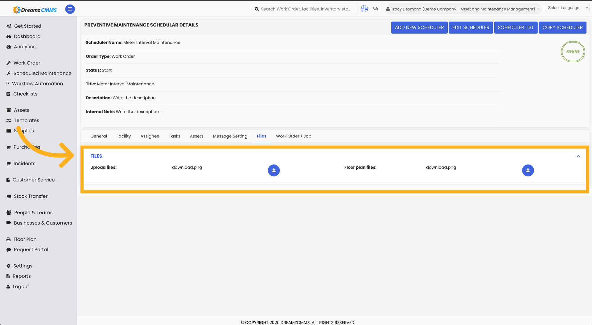 Open Files Section