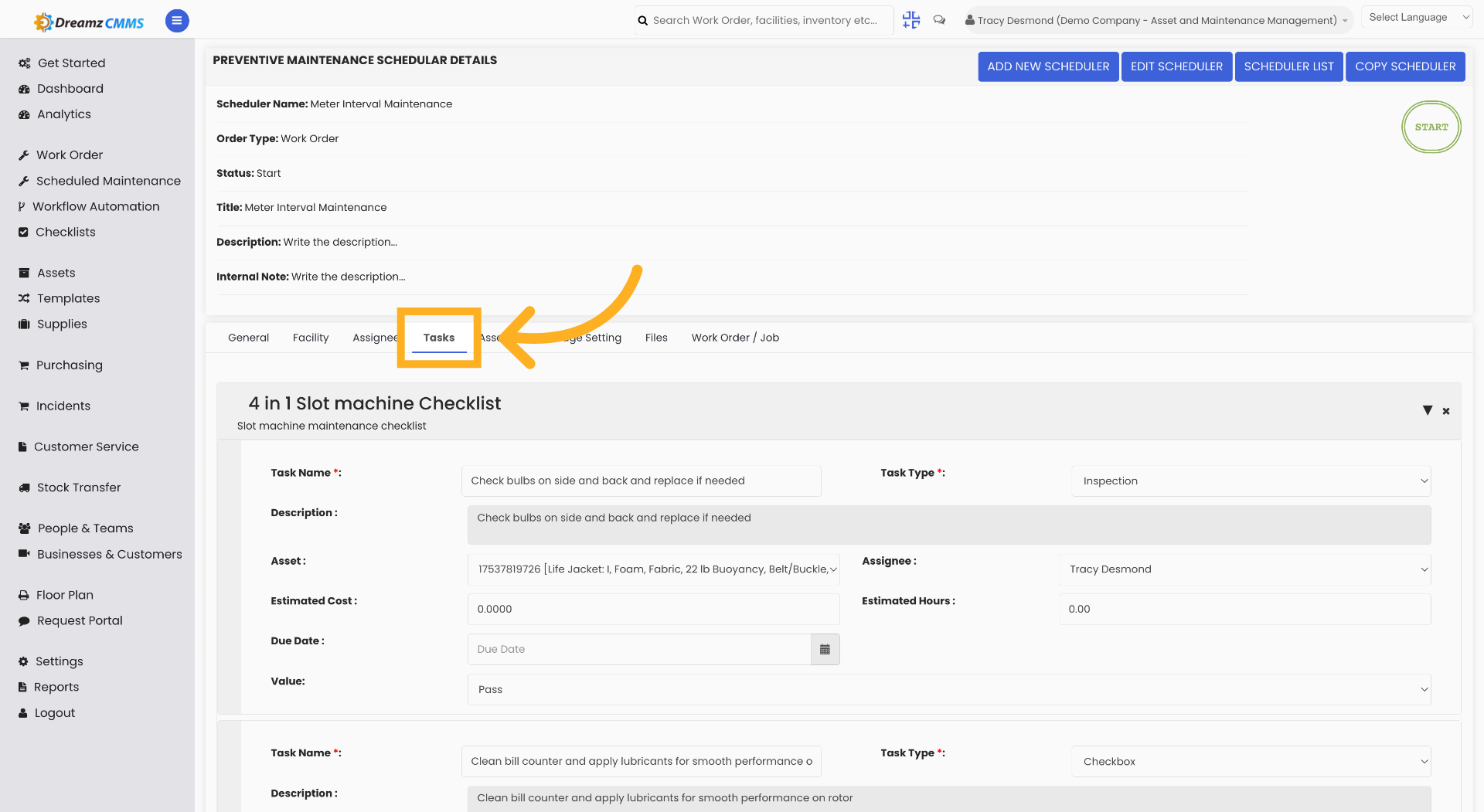 Access Tasks Section