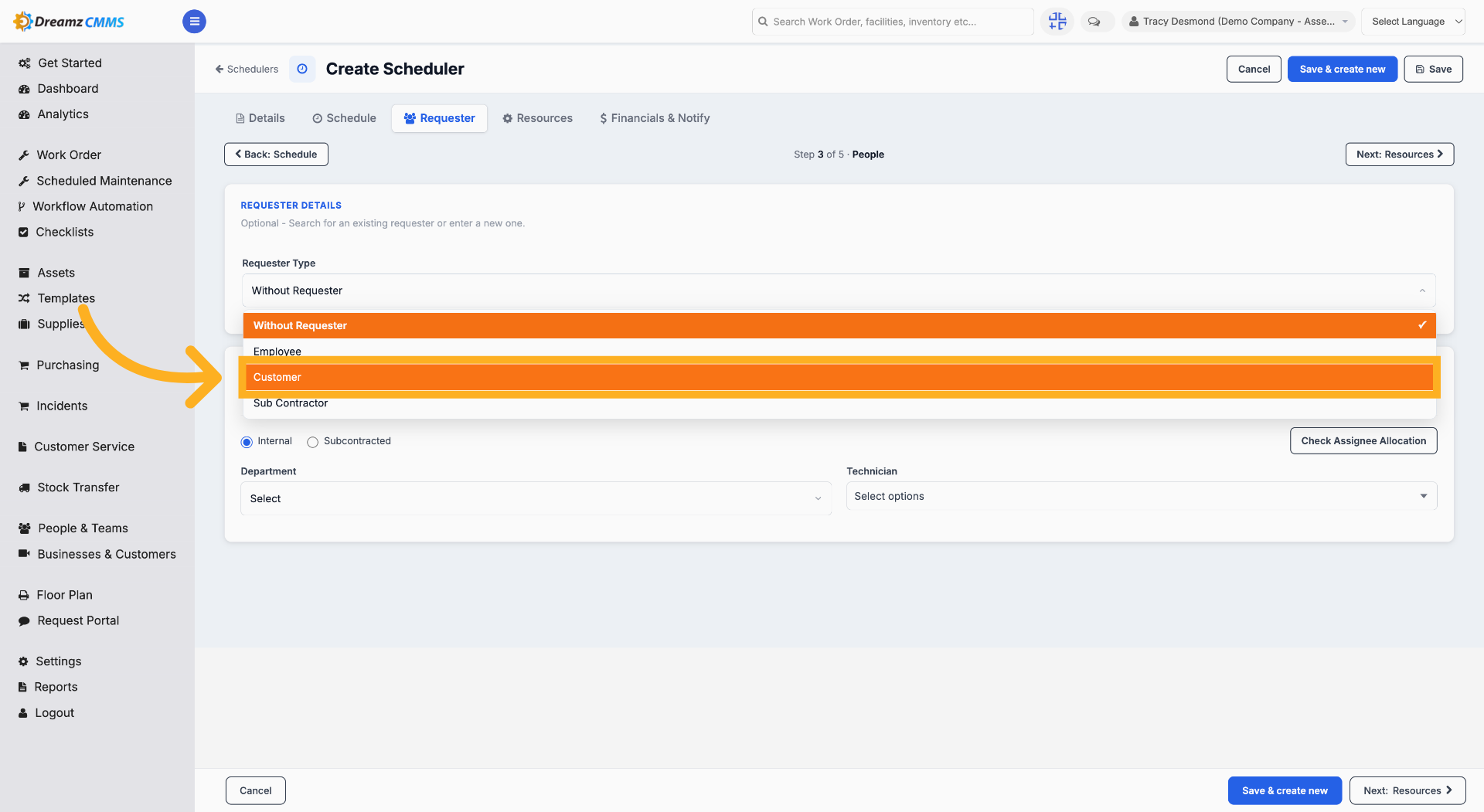 Open Customer Tab