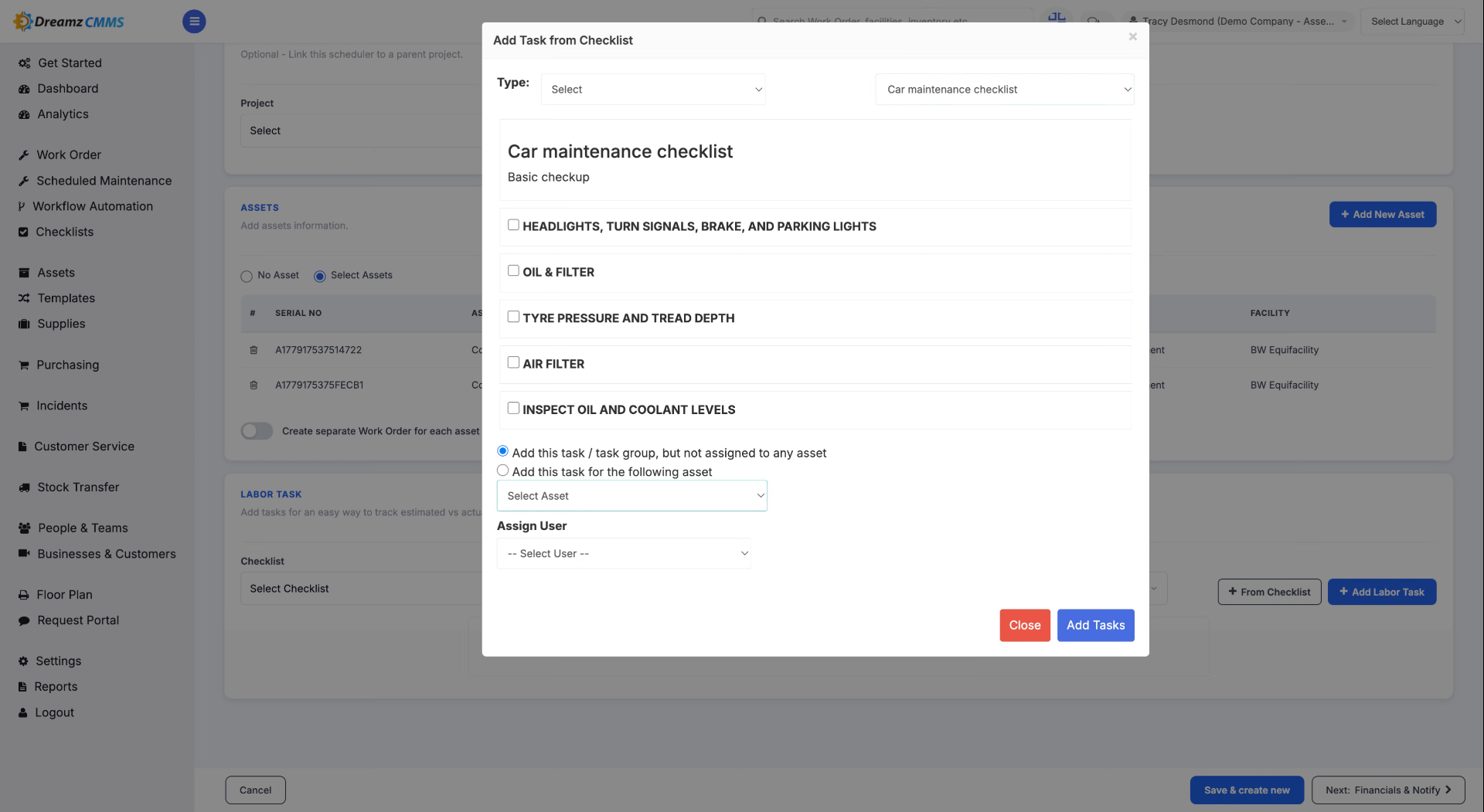Fill Asset Selection