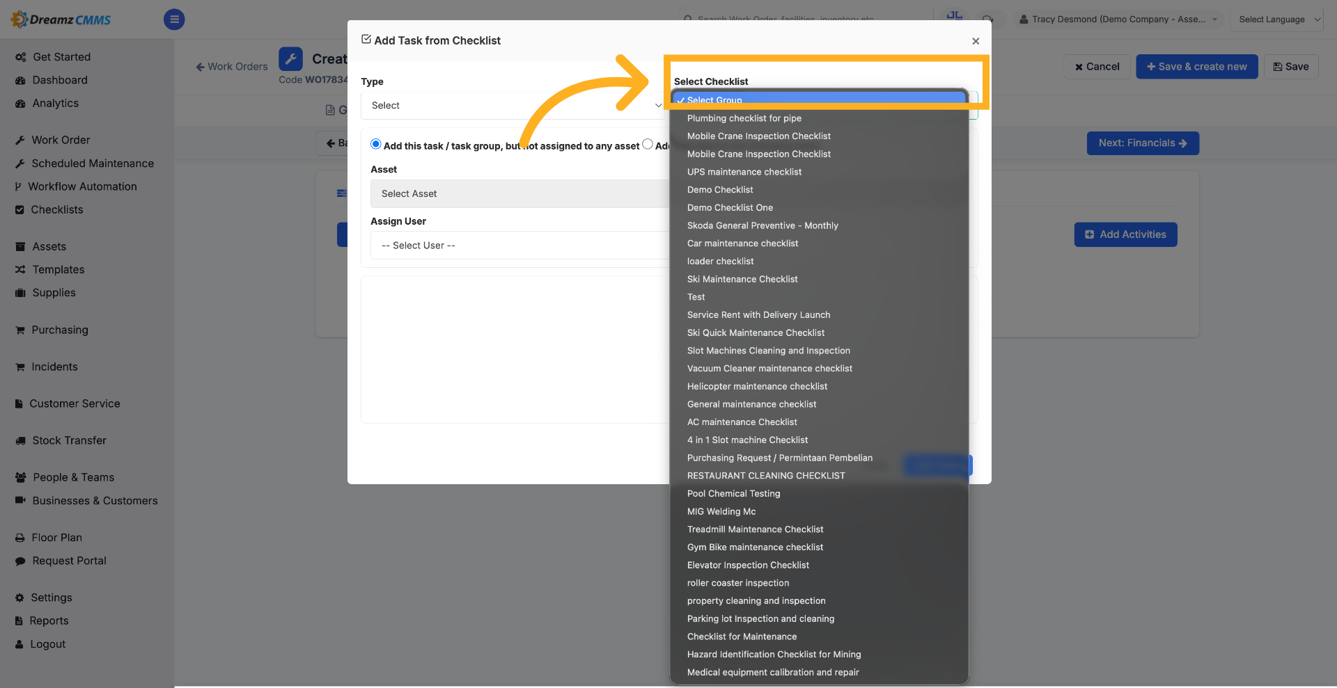 Choose Checklist Group