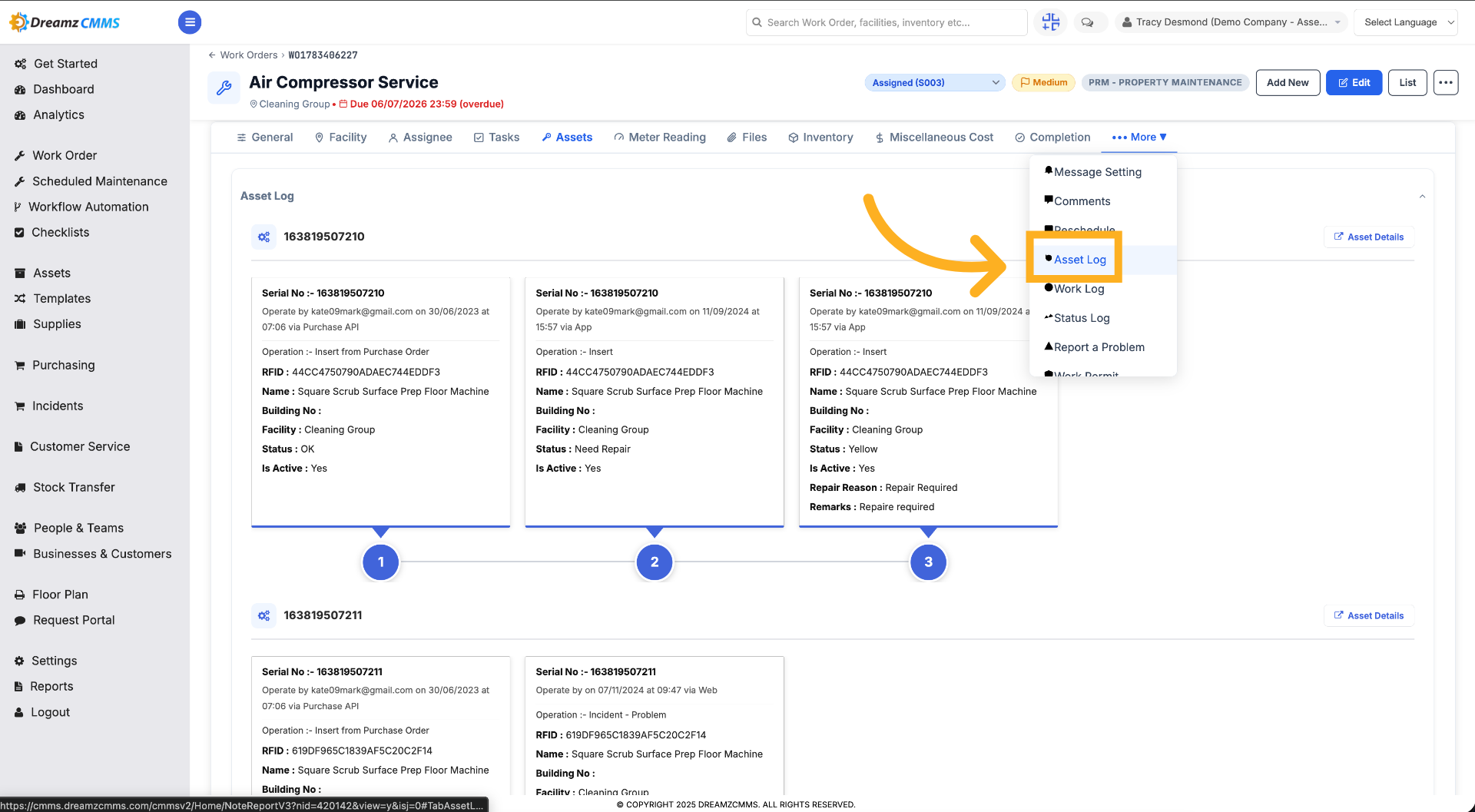 Access Asset Log