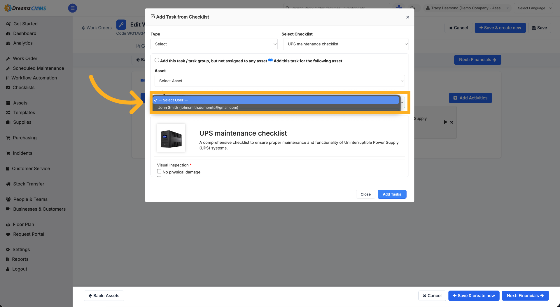 Choose User for Task