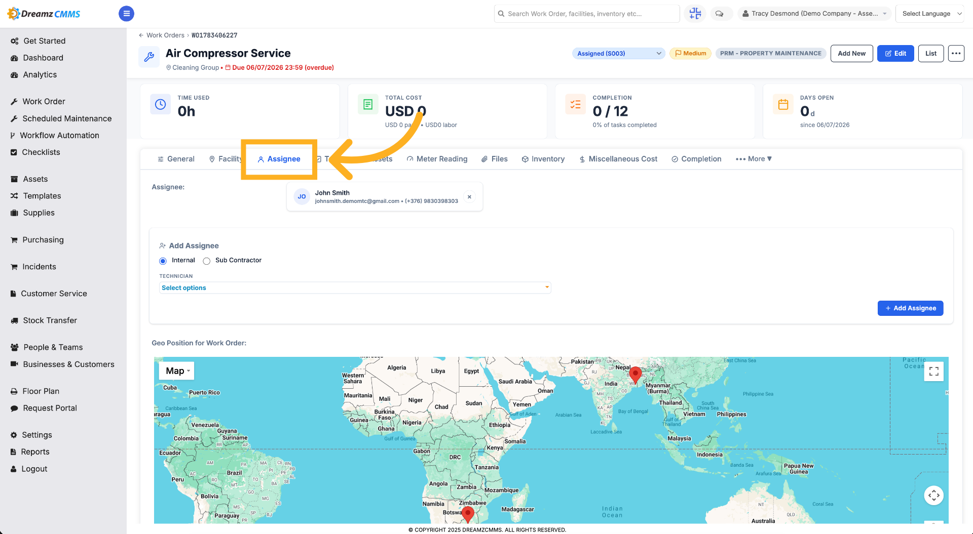 Select Assignee in Details