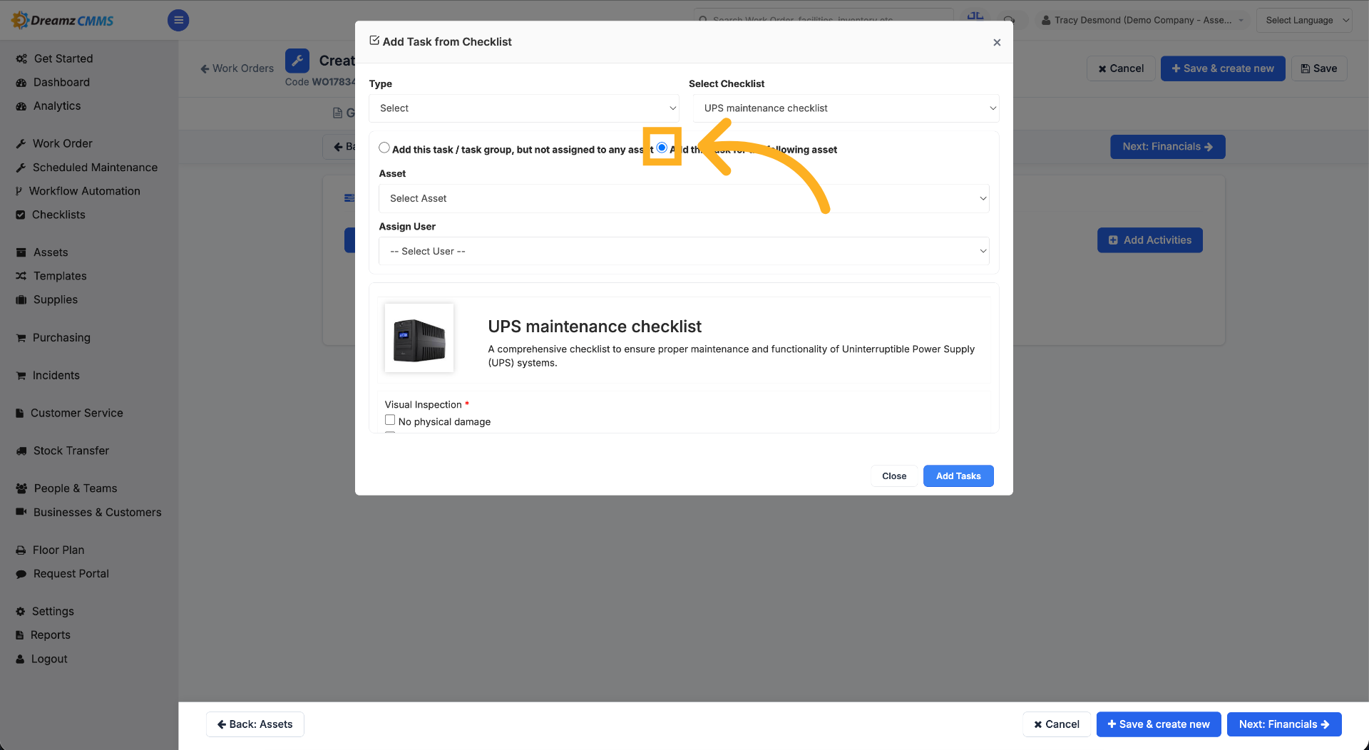 Add Task to Asset