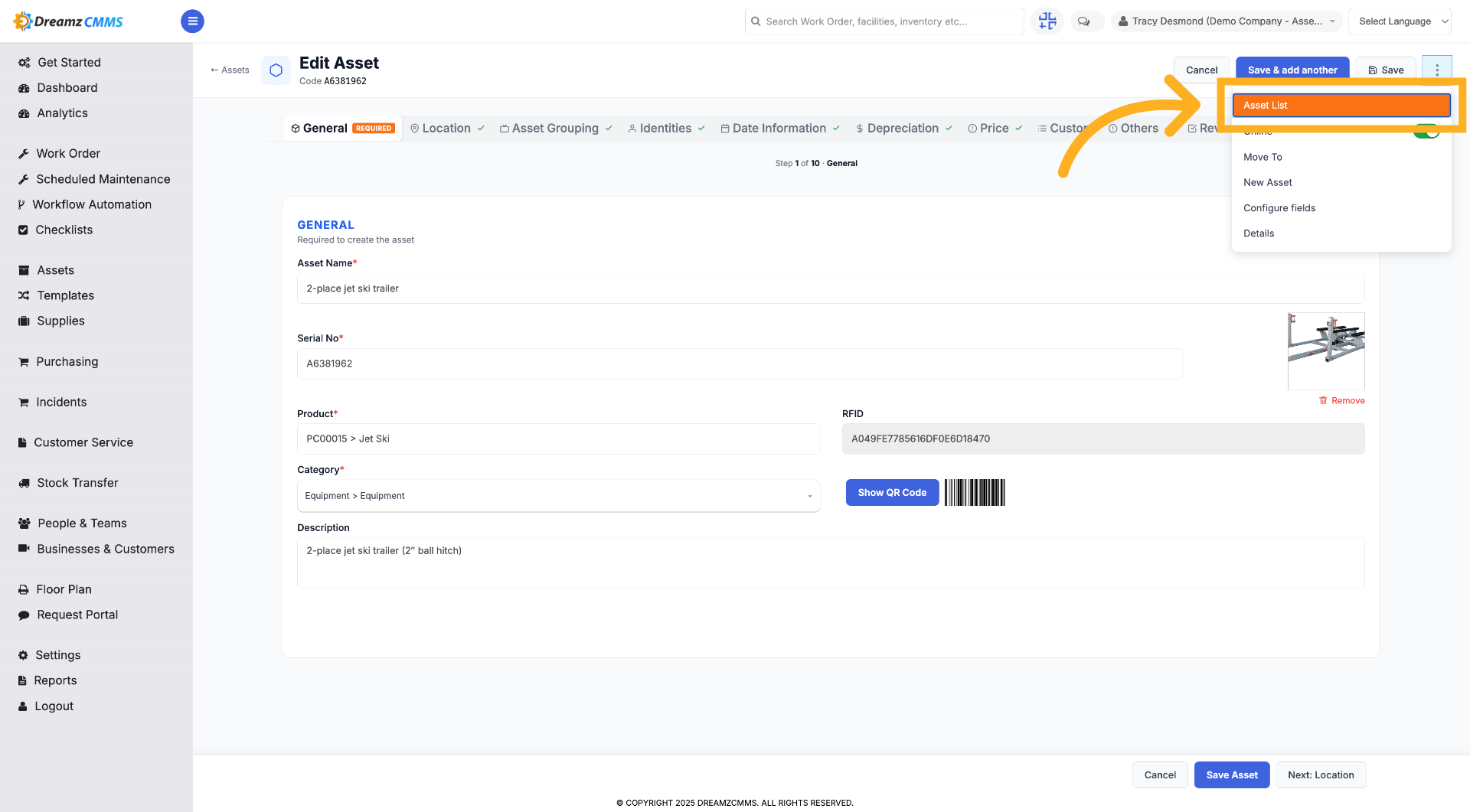 Open Asset List