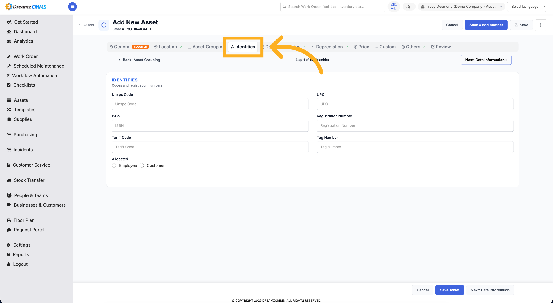 Enter Asset Identities