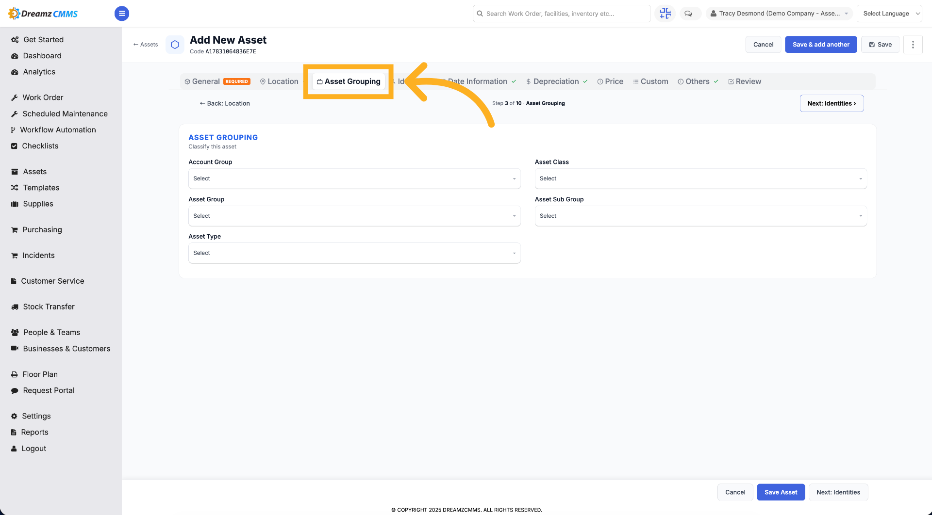 Define Asset Grouping