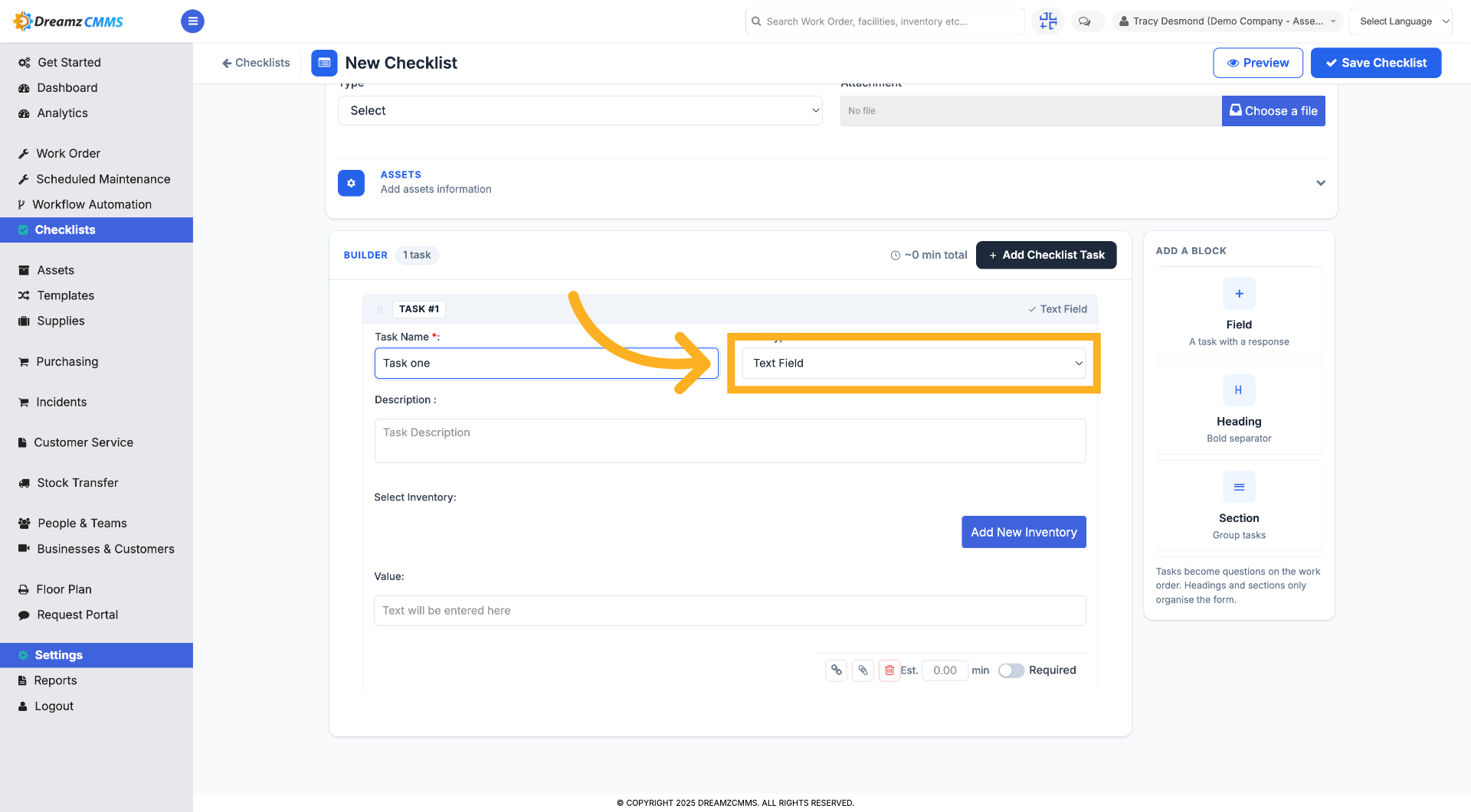 Choose Task Input Type