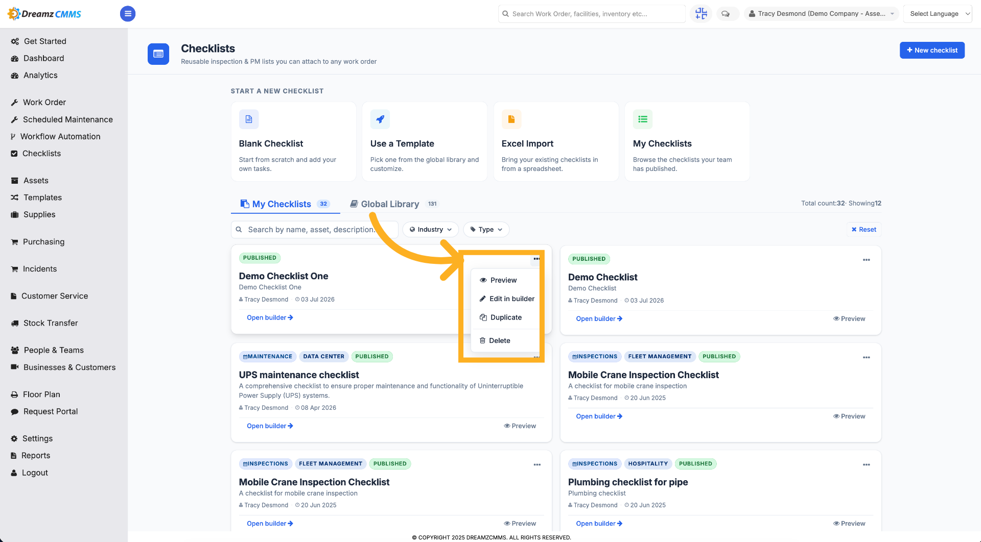 perform tasks from the 3dot menu