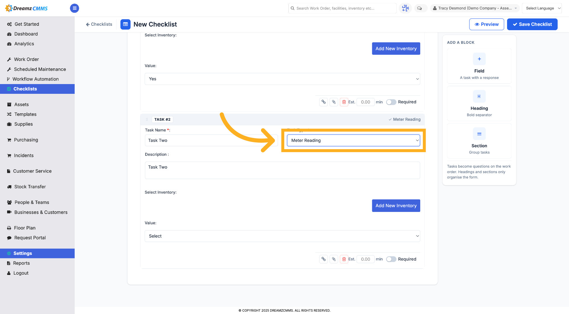 Select Task Input Type Again
