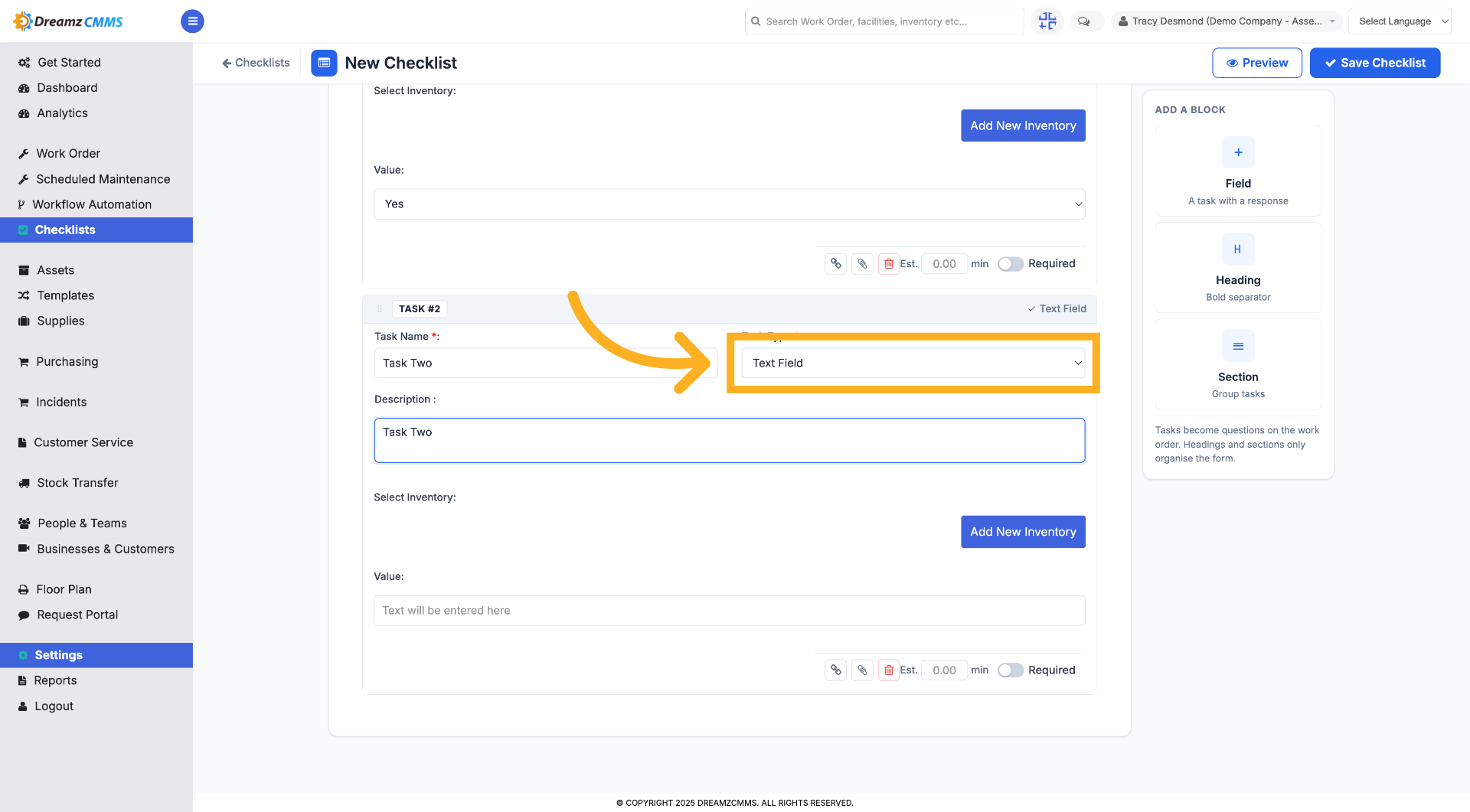Choose Second Task Input Type