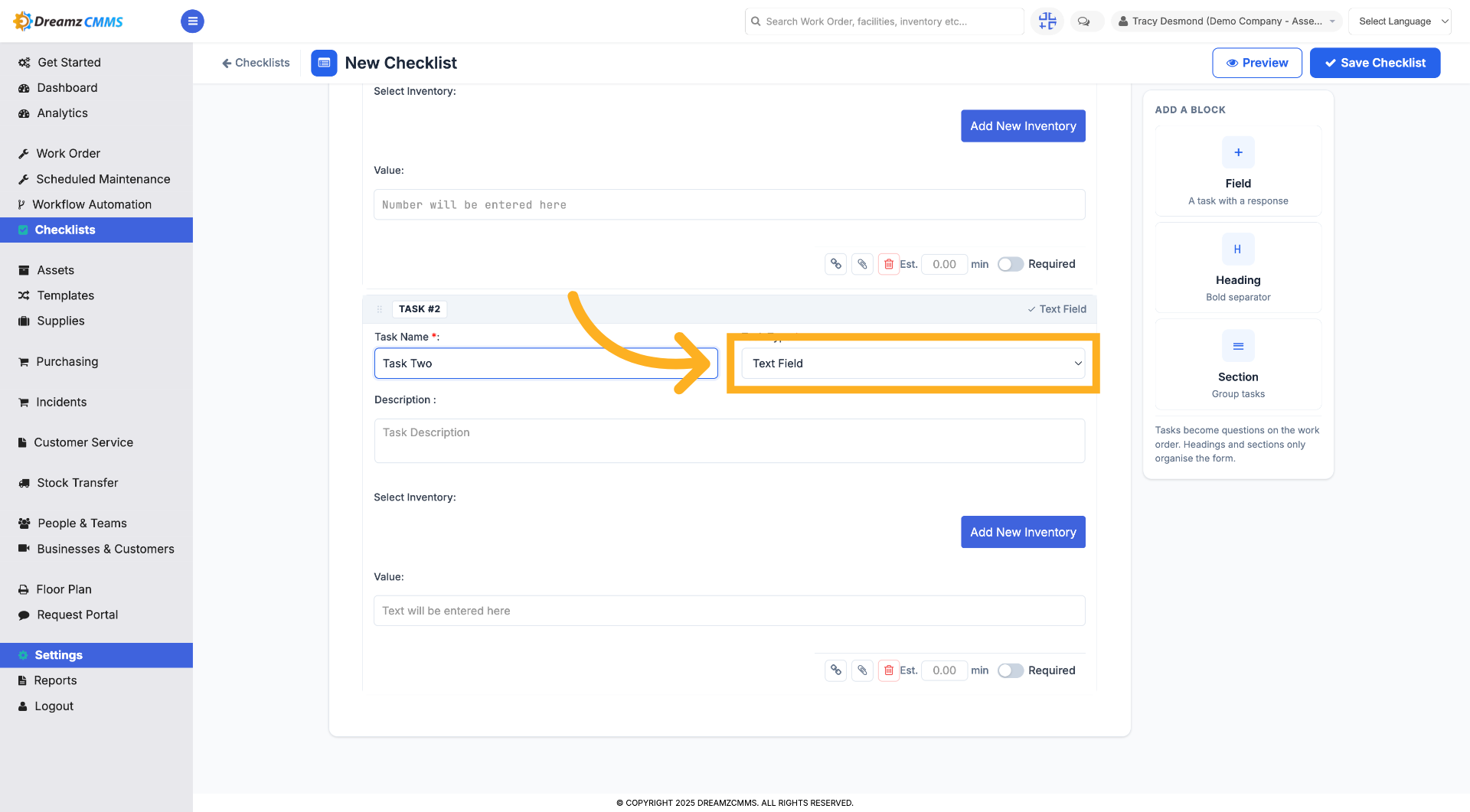 Choose Next Task Input Type