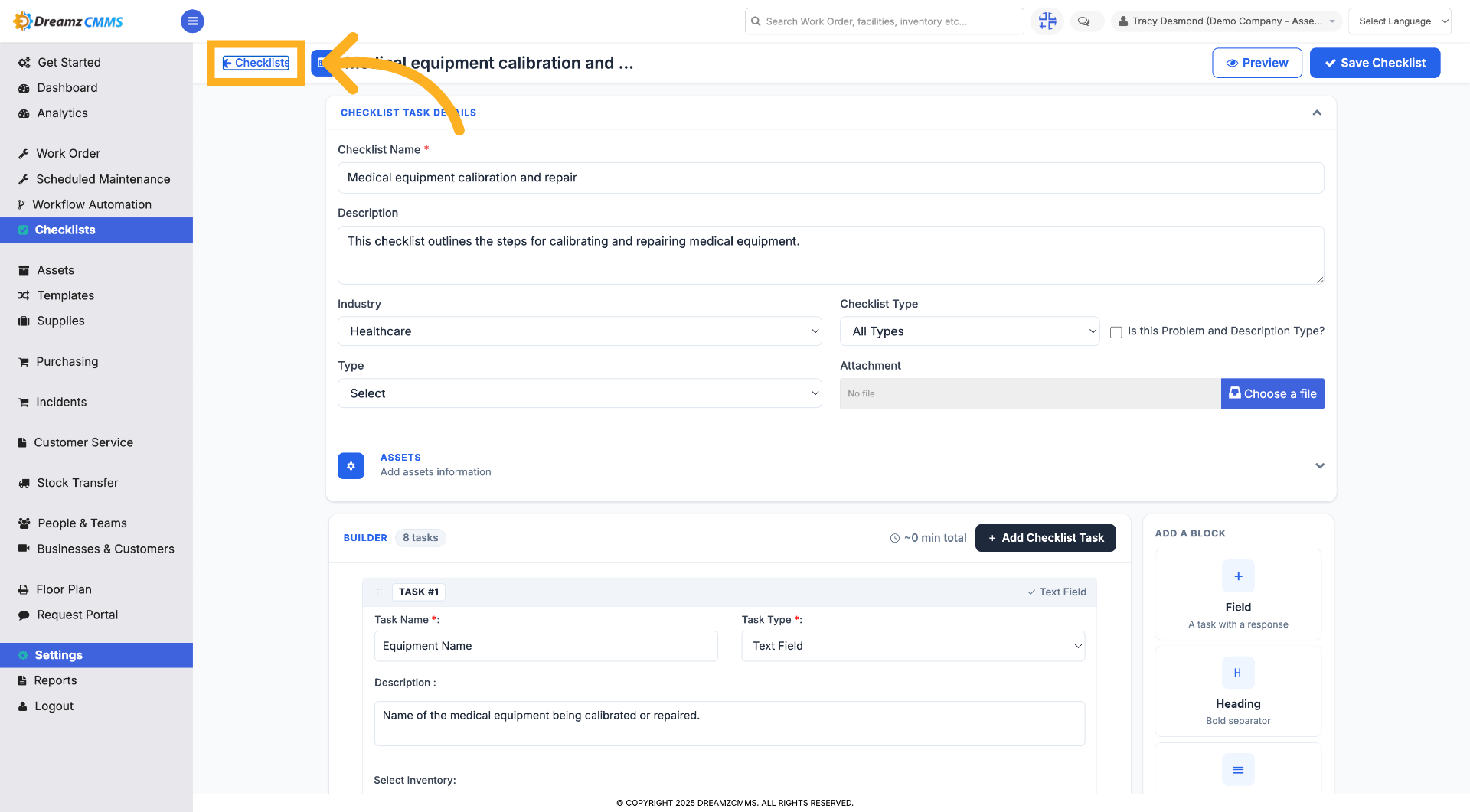 Return to Checklists