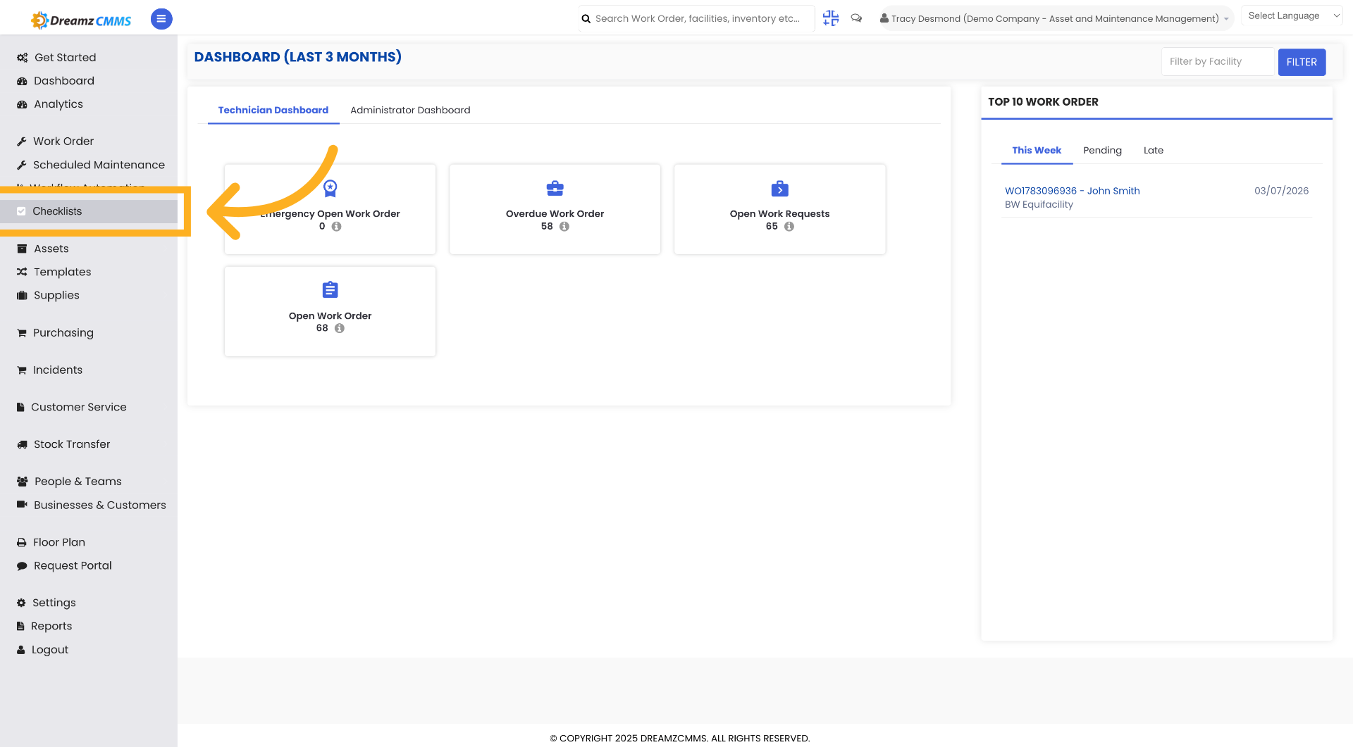 Access Checklists Section