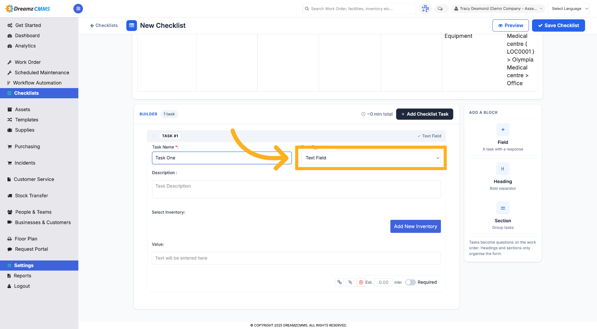 Choose Task Input Type