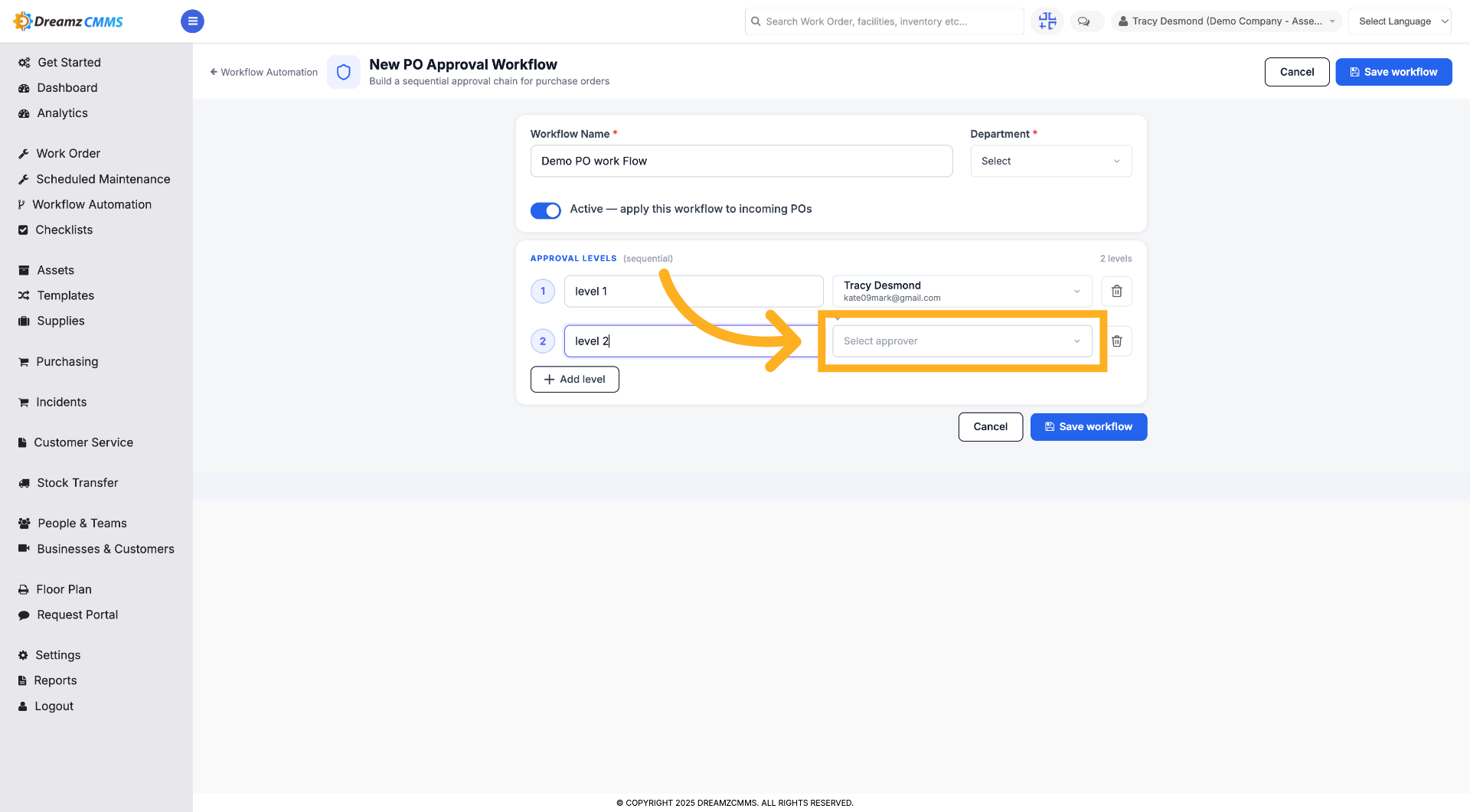 Select Approver for Level 2