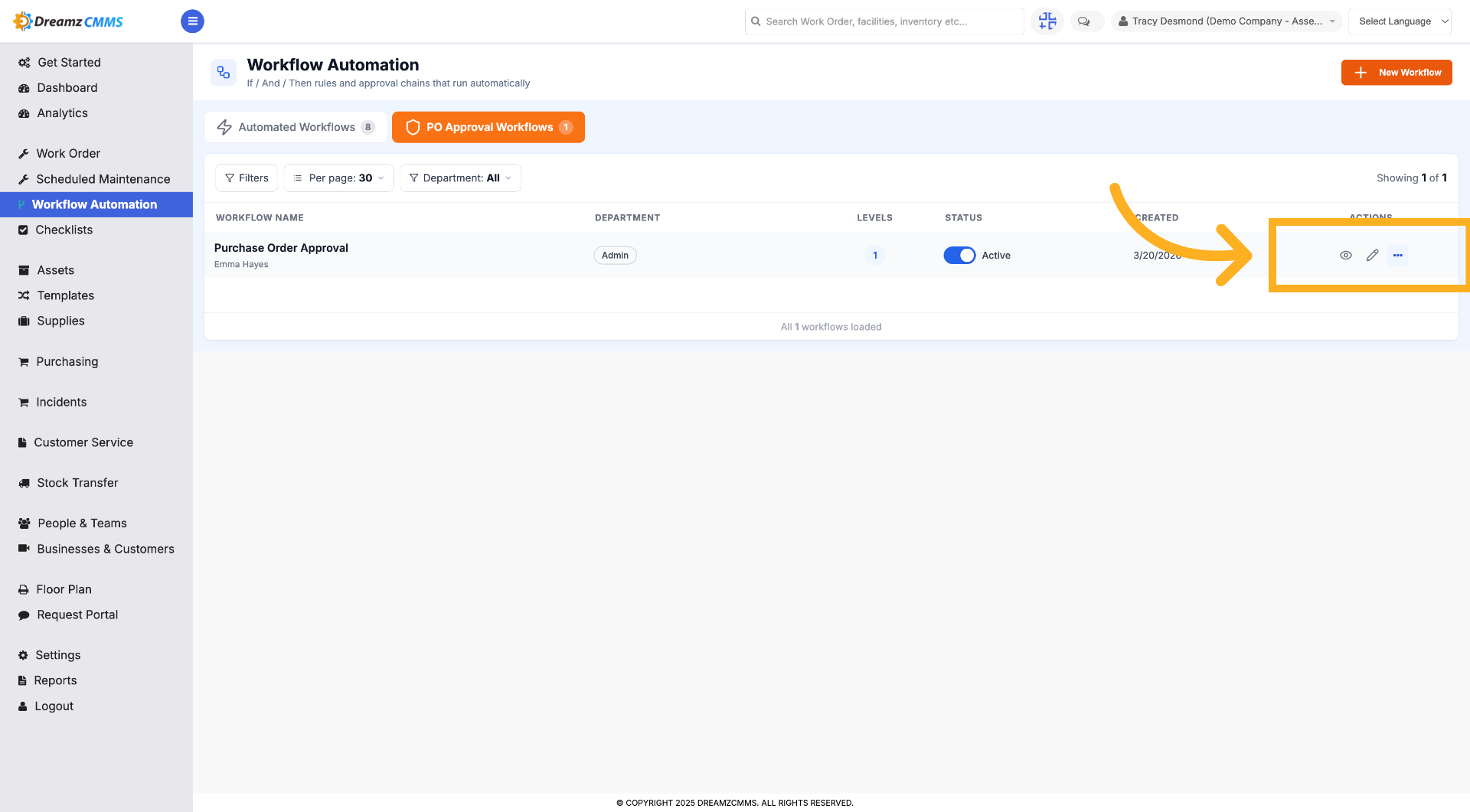 View or edit Existing Workflow